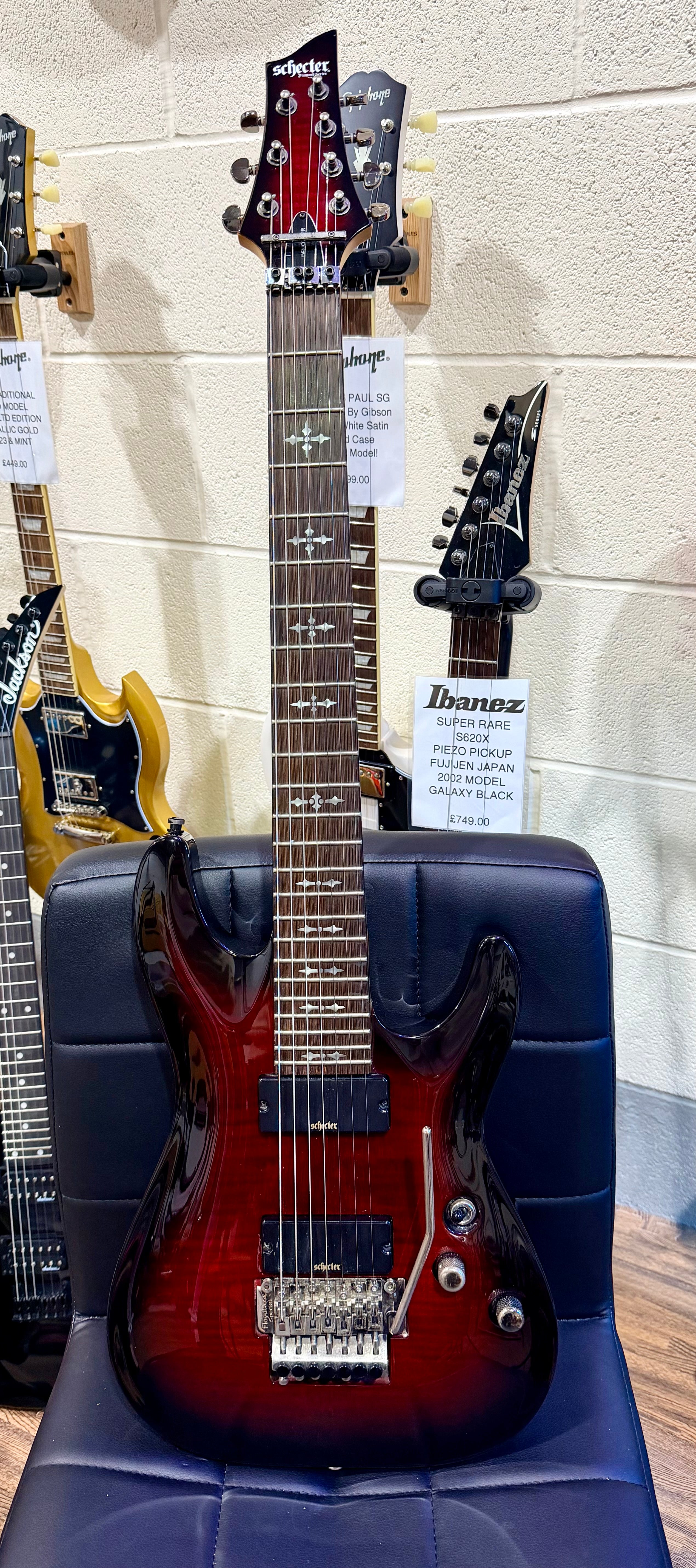 🔥7-STRING🔥 Schecter Demon-7 FR In Crimson Red Burst~ Floyd Rose~ Active~ 2017!