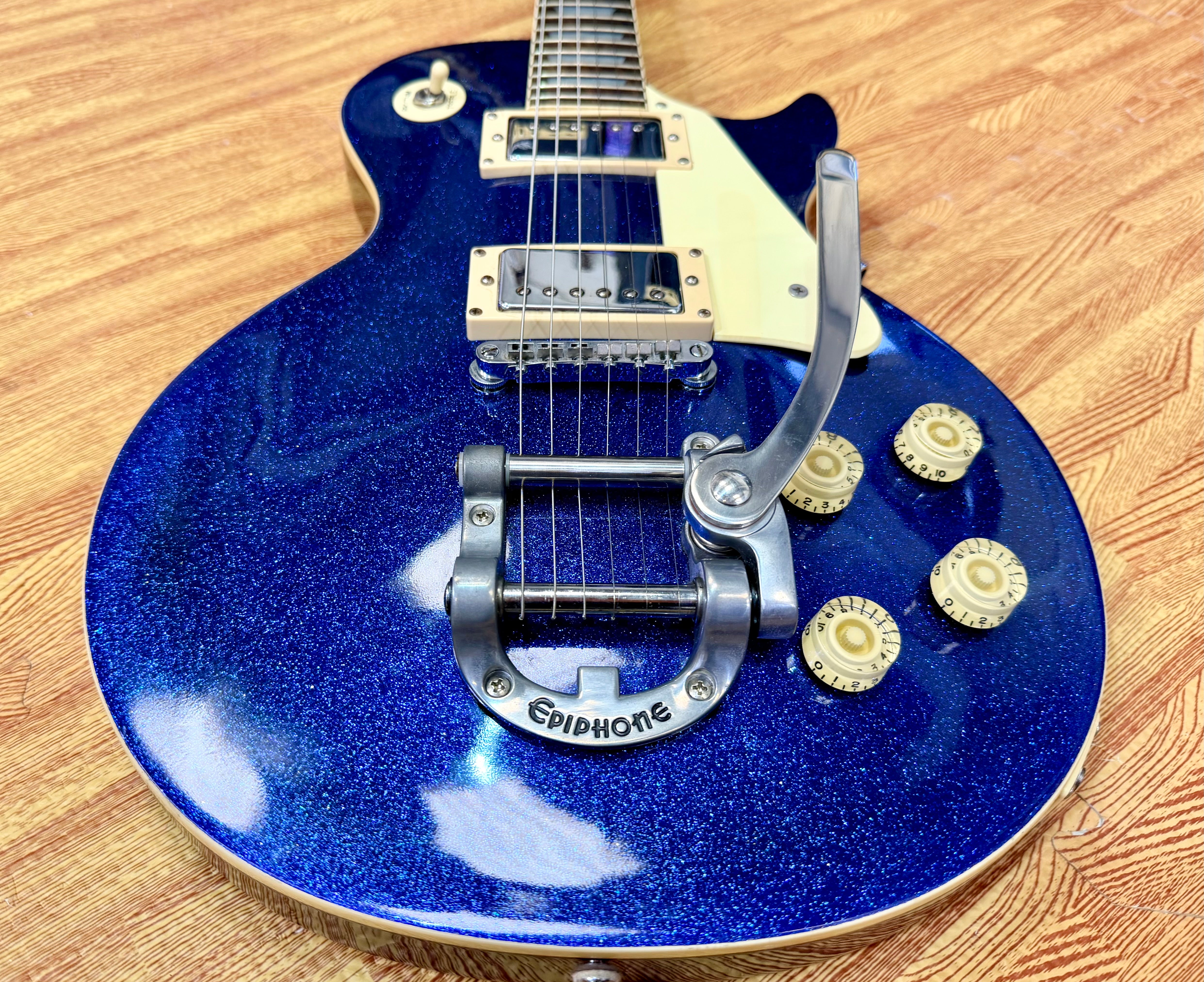 ✨RARE✨ 1997 Epiphone Les Paul~ Limited Edition Blue Sparkle~ Korea Bigsby Trem!