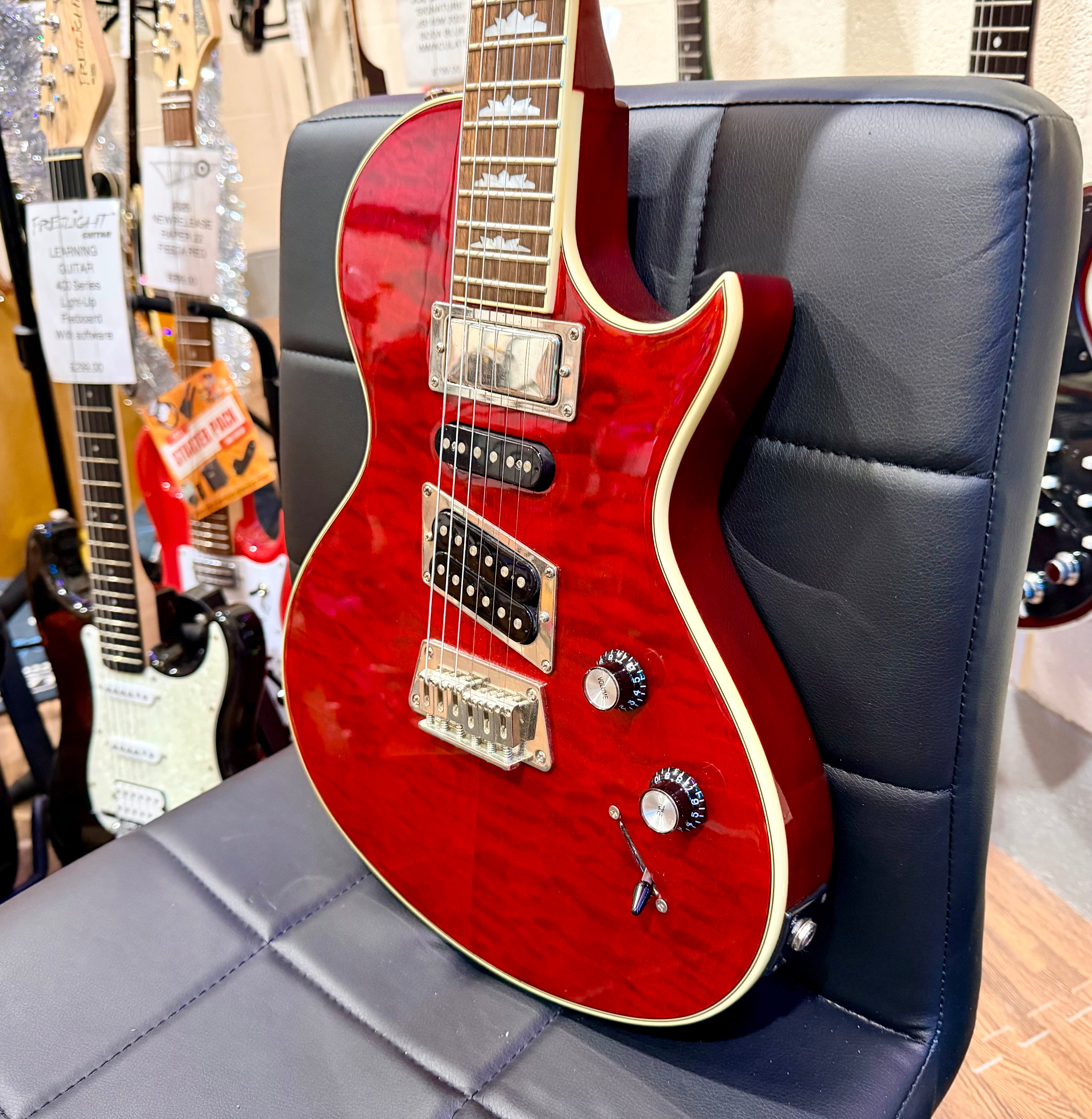 🔥2014🔥 Epiphone Nighthawk Custom Reissue Quilt Electric Guitar~ Translucent Red