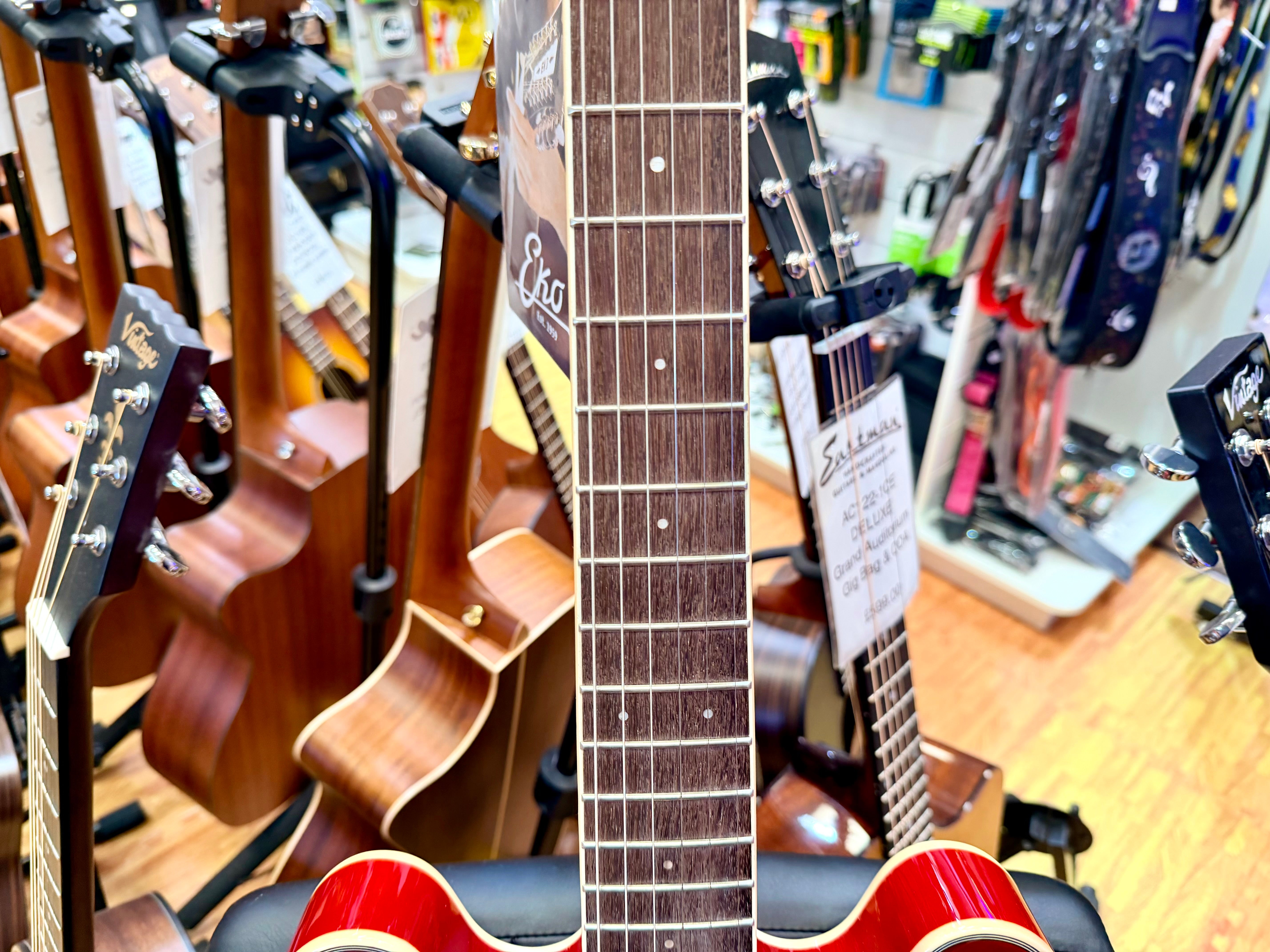 🍒LATEST 2026🍒 EKO Fusion Cherry Red Semi-Hollow Electric Guitar~ 335 Style!