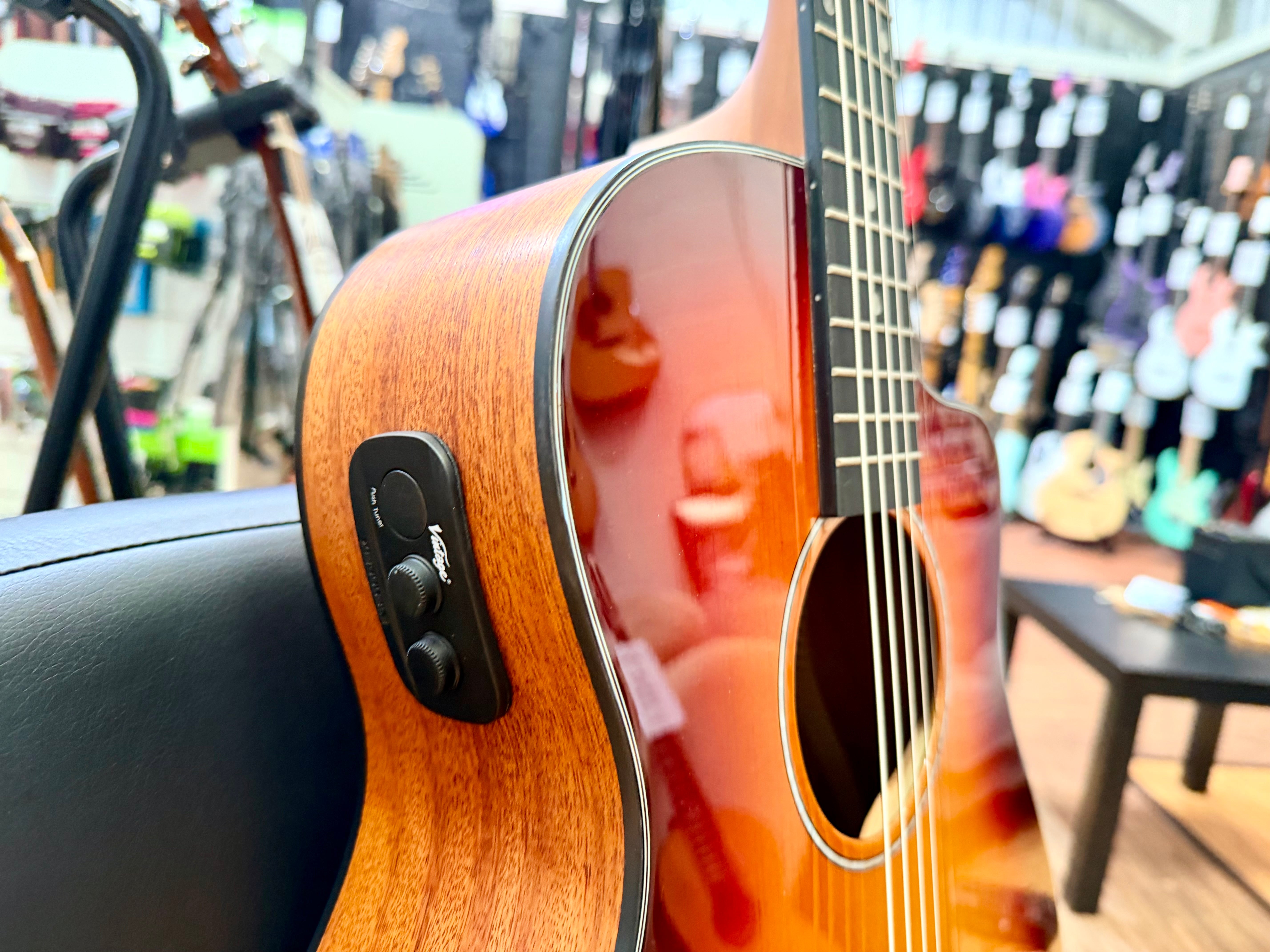 ✨NEW✨ Vintage Pacific Coast VEC300CB Electro-Acoustic Guitar~ Cherry Burst!