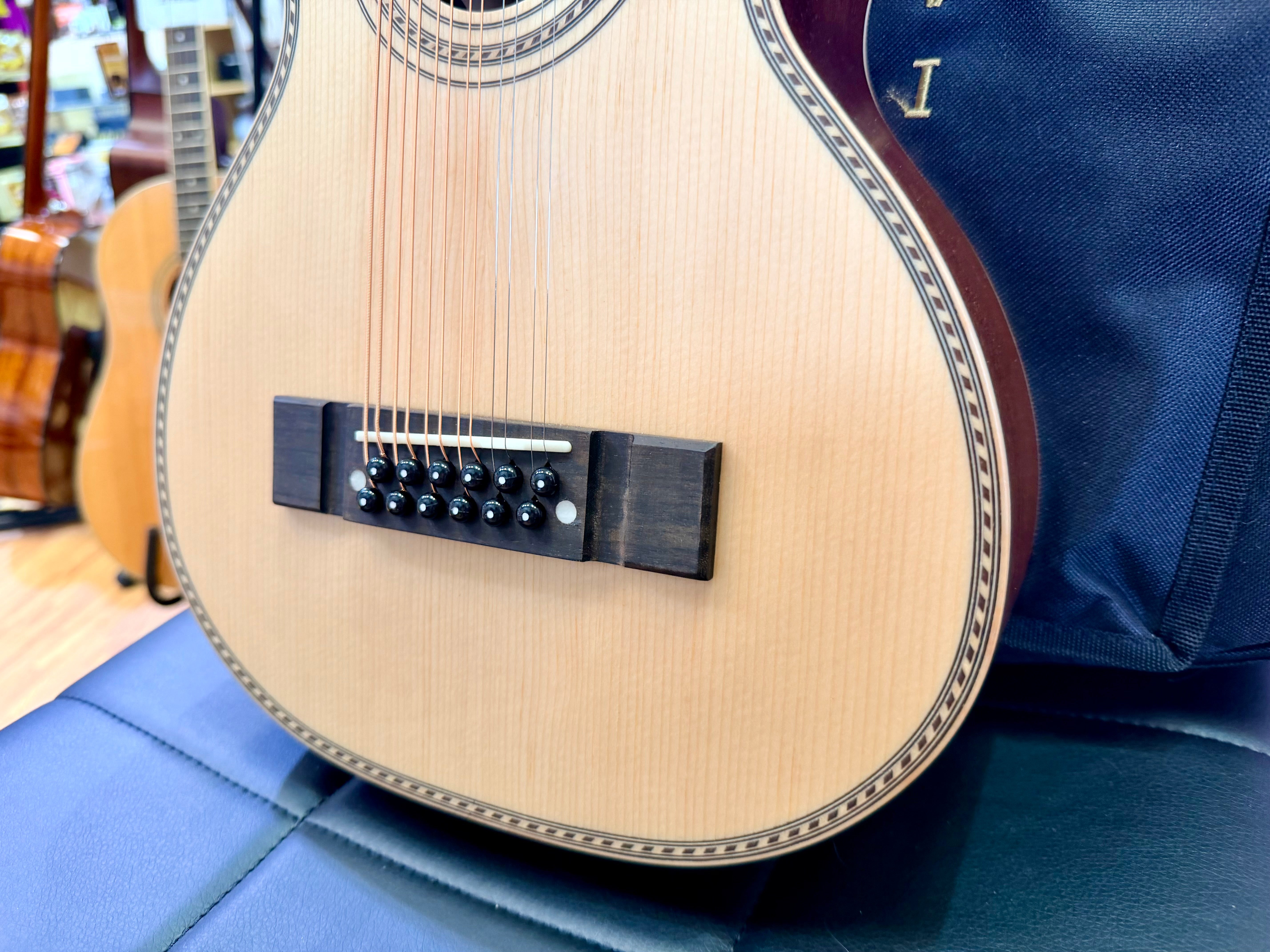 ✨NEW✨ Vintage Paul Brett Viator Electro Acoustic 12 String Travel Guitar + Bag