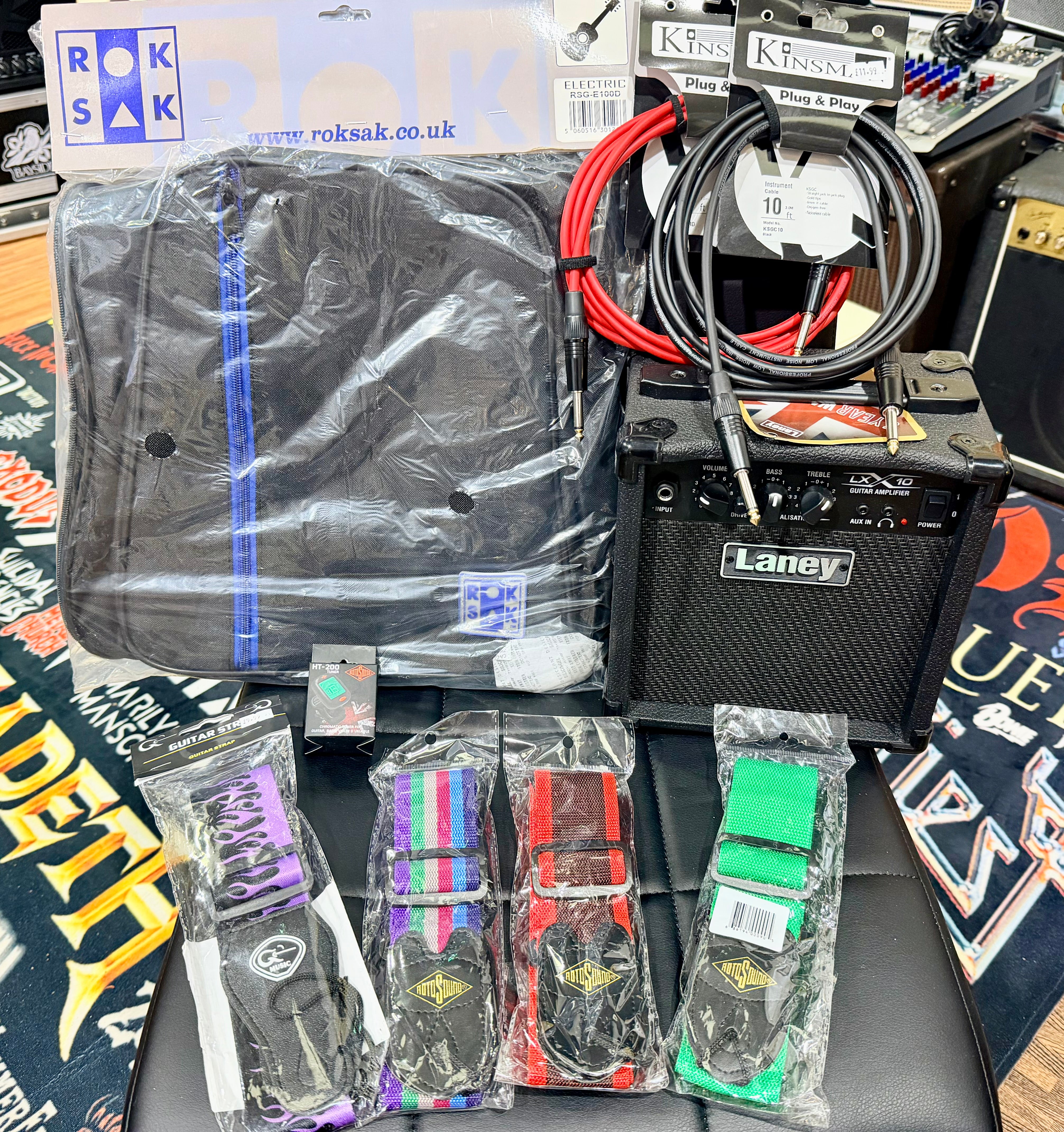 π ELECTRIC GUITAR STARTER PACK π Ibanez Gio GRX70QBB~ Trans Blue Burst + Laney Amp, Bag, Tuner