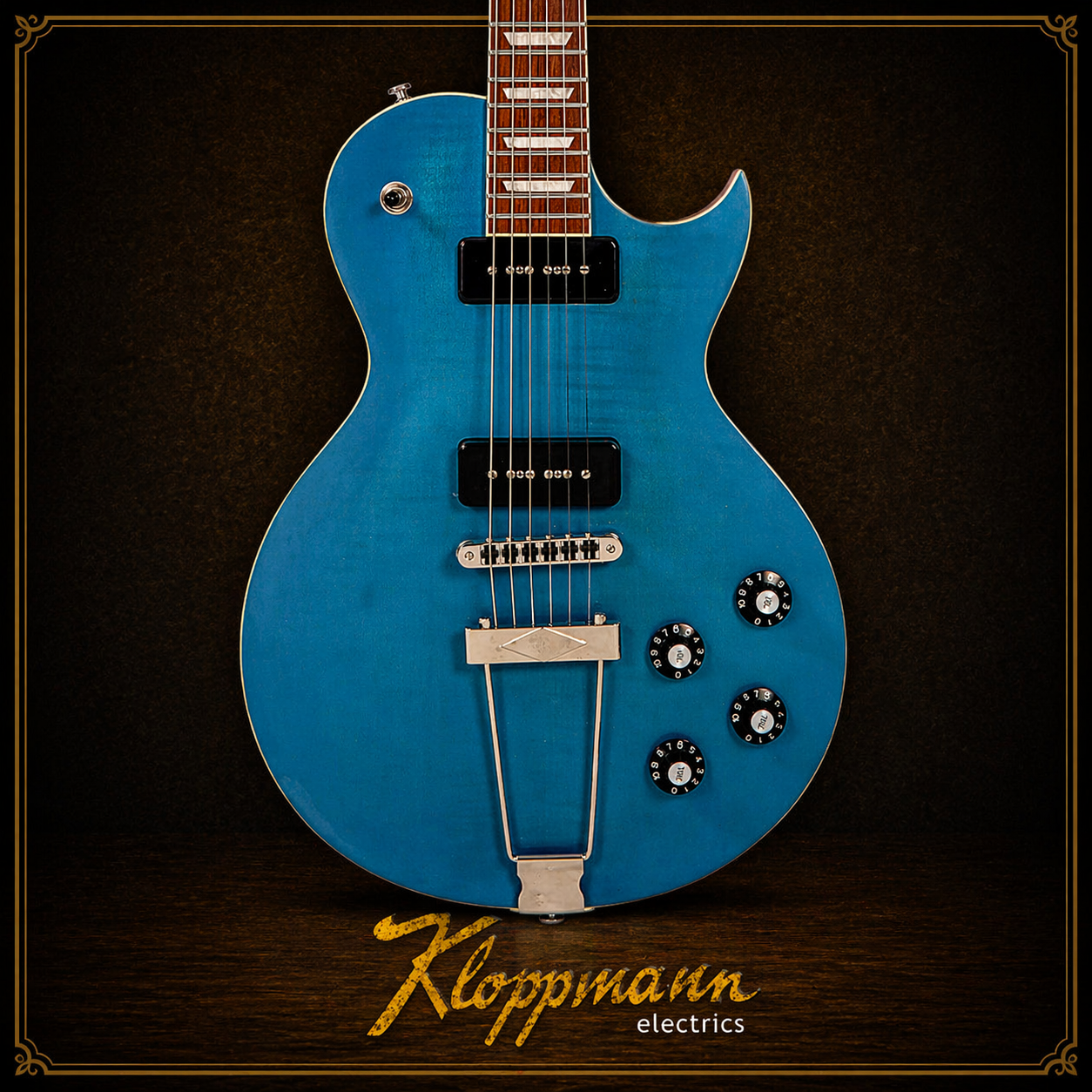 🔥 KLOPPMANN P90’s 🔥 Vintage V100 ProShop Unique~ Satin Teal Blue Les Paul 🇬🇧