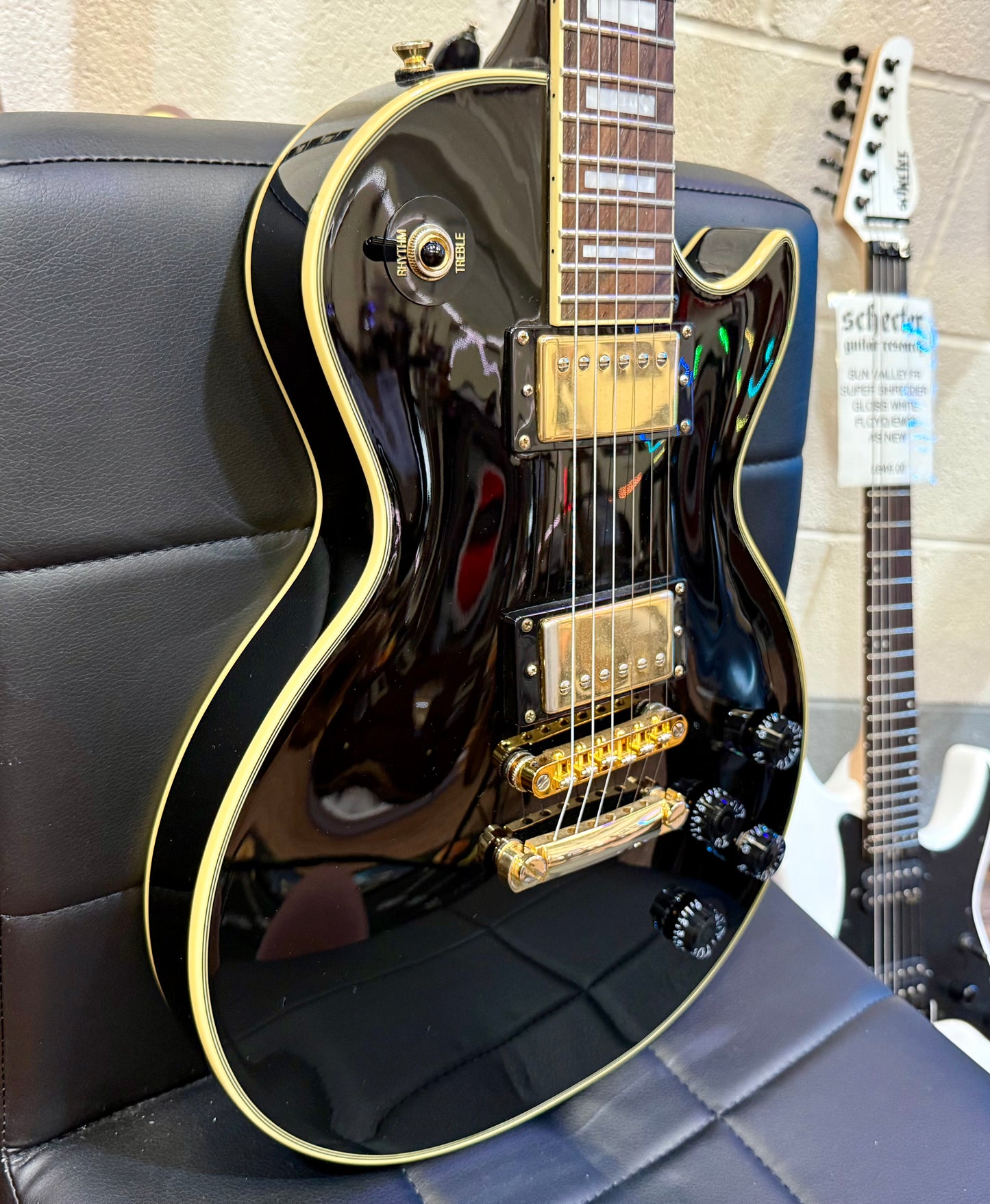 π₯2016π₯ Epiphone Les Paul Custom Pro~ Ebony/Black & Gold~ Coil Tap~Ex Condition