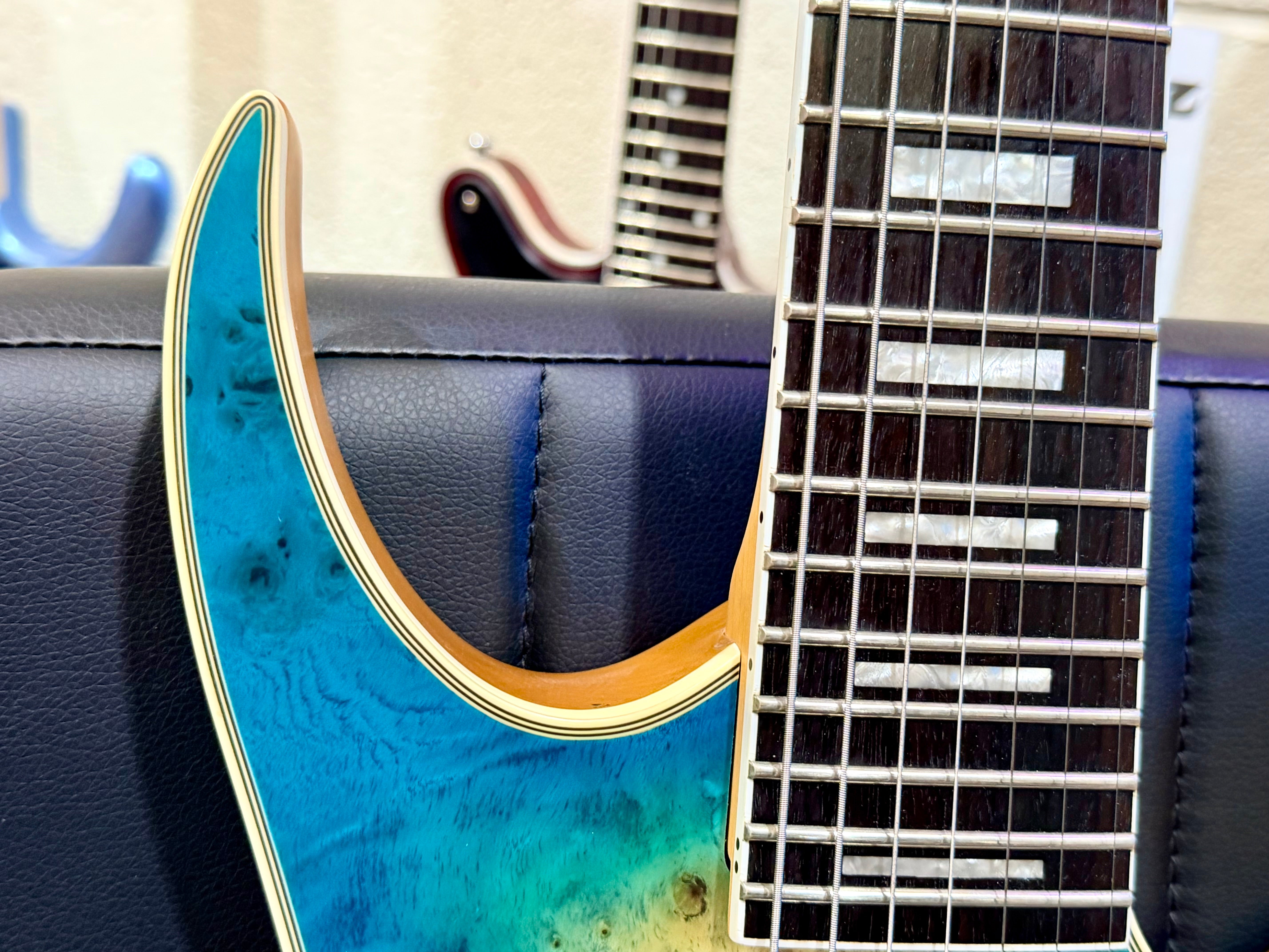 🔥2021🔥 Dean Exile Select 7-String Burl Poplar~ Satin Turquoise Burst~ Rare!