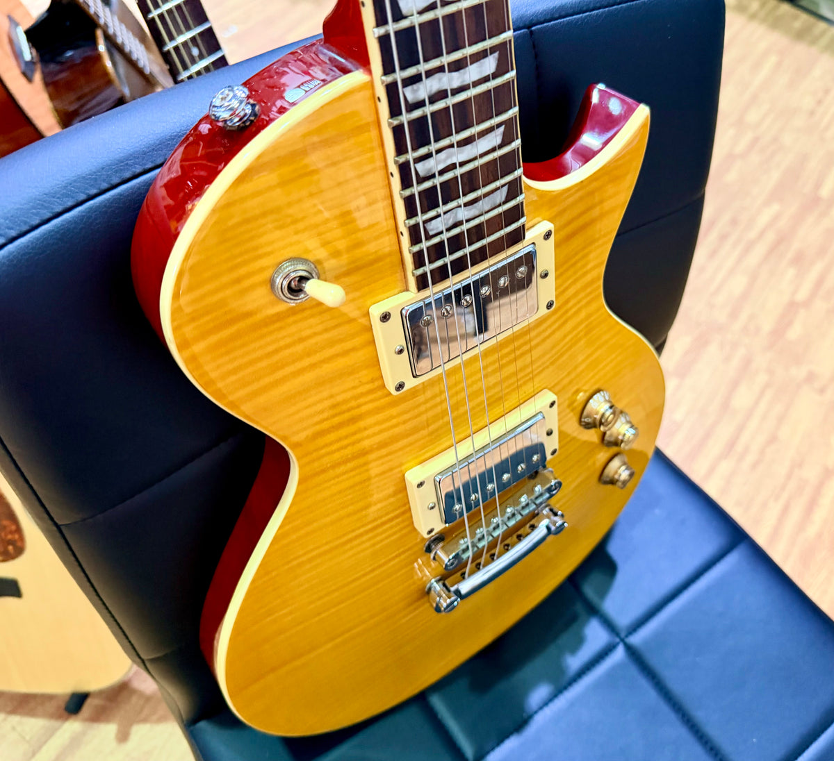 2015 ESP LTD EC-256 FM Lemon Drop~ Flamed Maple Electric Guitar~ Rosewood