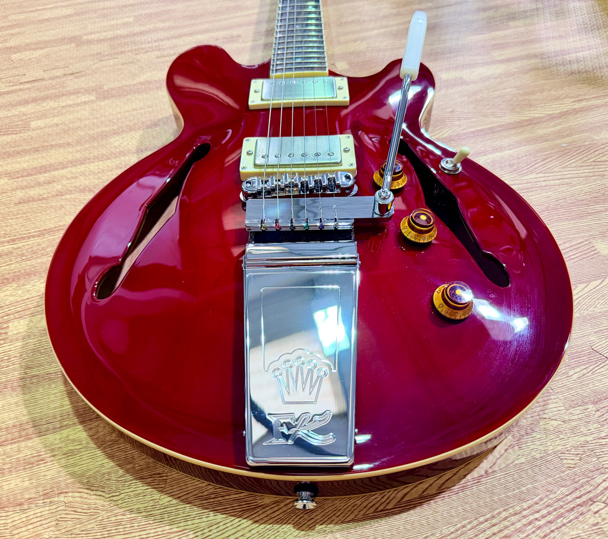 Fret King Elise Custom Cherry Red~ Semi Hollow Electric Guitar~ Vibrato~ B Stock