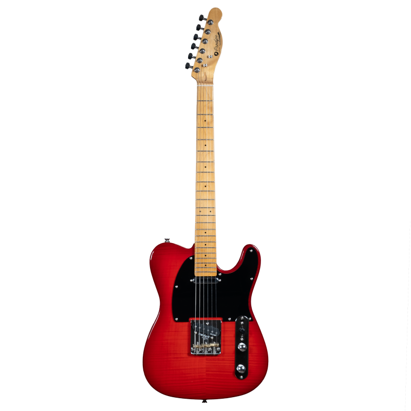 Prodipe TC90 ALDER Flame Top Trans-Red Electric Guitar