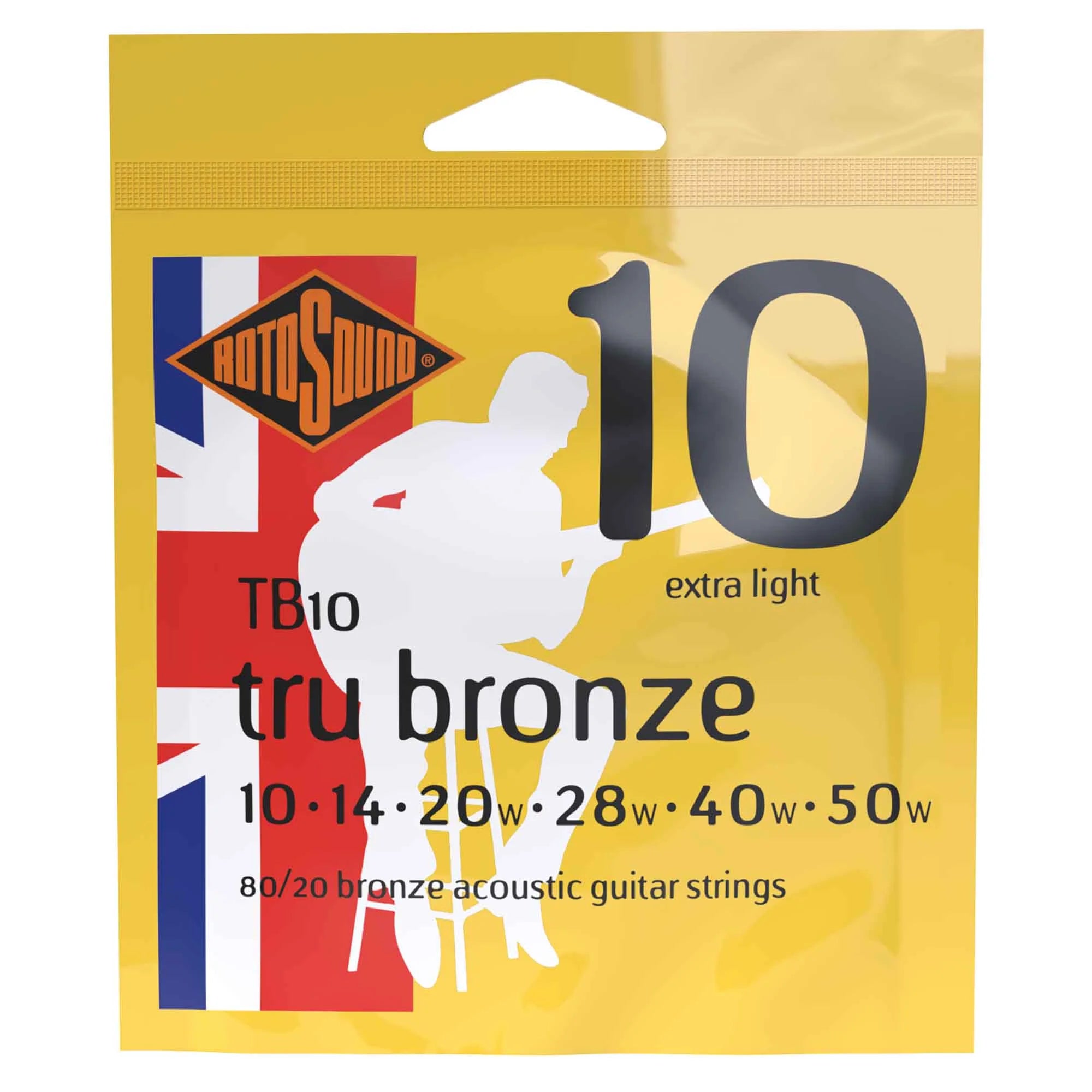 Rotosound Tru Bronze 80/20 Bronze 10-50 Acoustic Guitar Strings, Extra Light