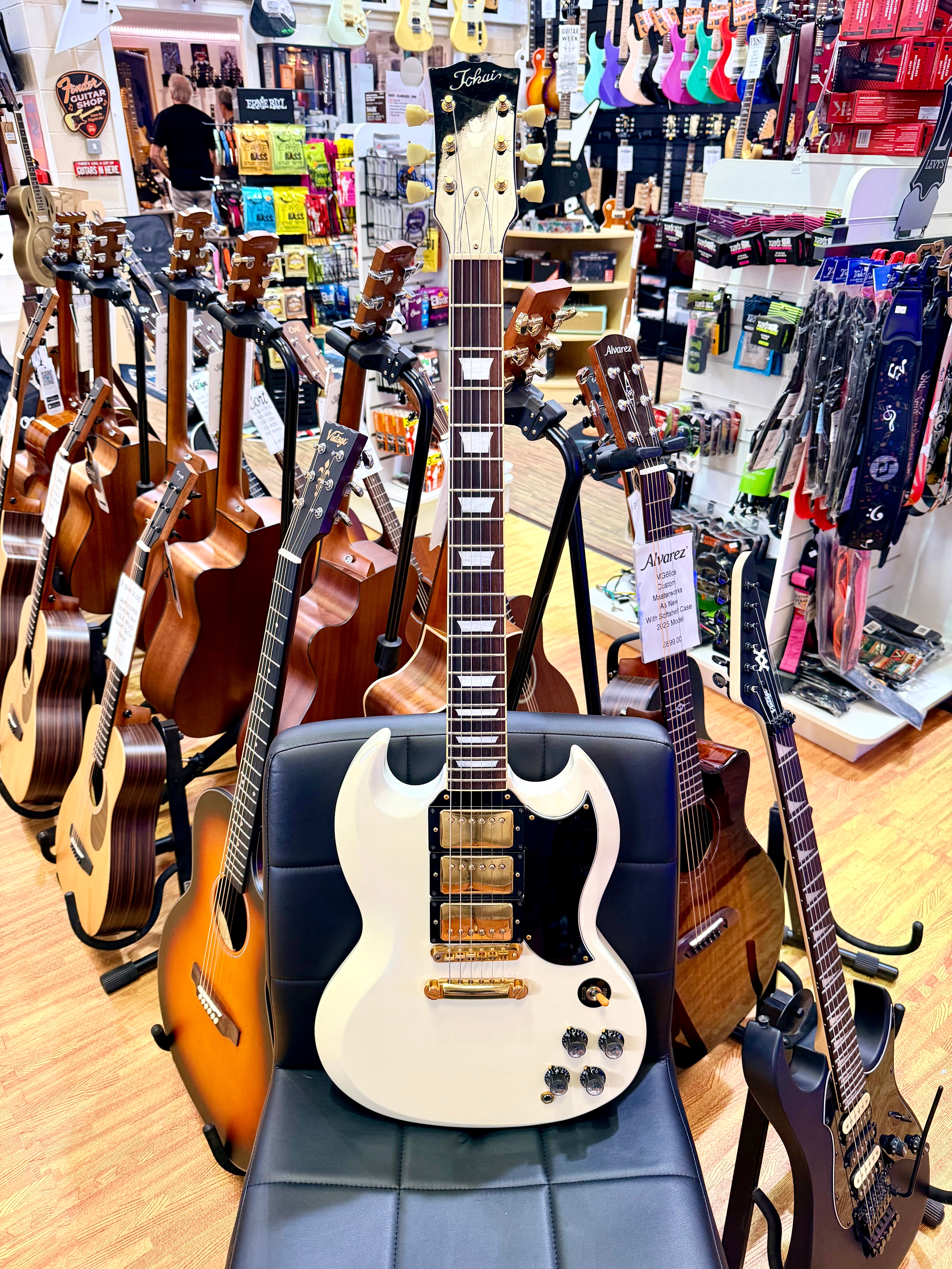 🇯🇵2004🇯🇵 Tokai Custom SG MIJ Japan 3 Pickup~ Alpine White & Gold Japanese!