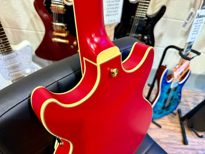 🌟2022 EX-DEMO🌟 Ibanez AMH90-CRF Artcore Expressionist~ Cherry Red Flat~ MINT!