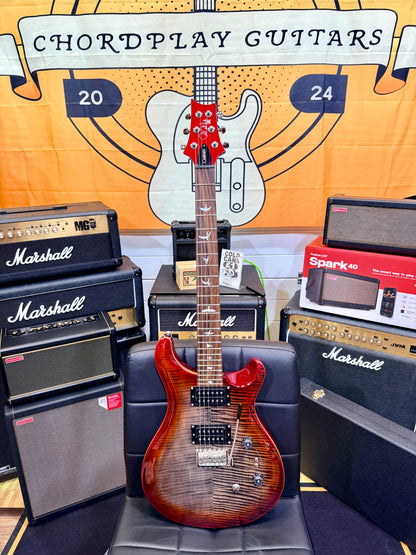 🌟2024🌟 PRS SE Custom 24-08 Charcoal Red Burst~ Locking Tuners & Gig Bag!