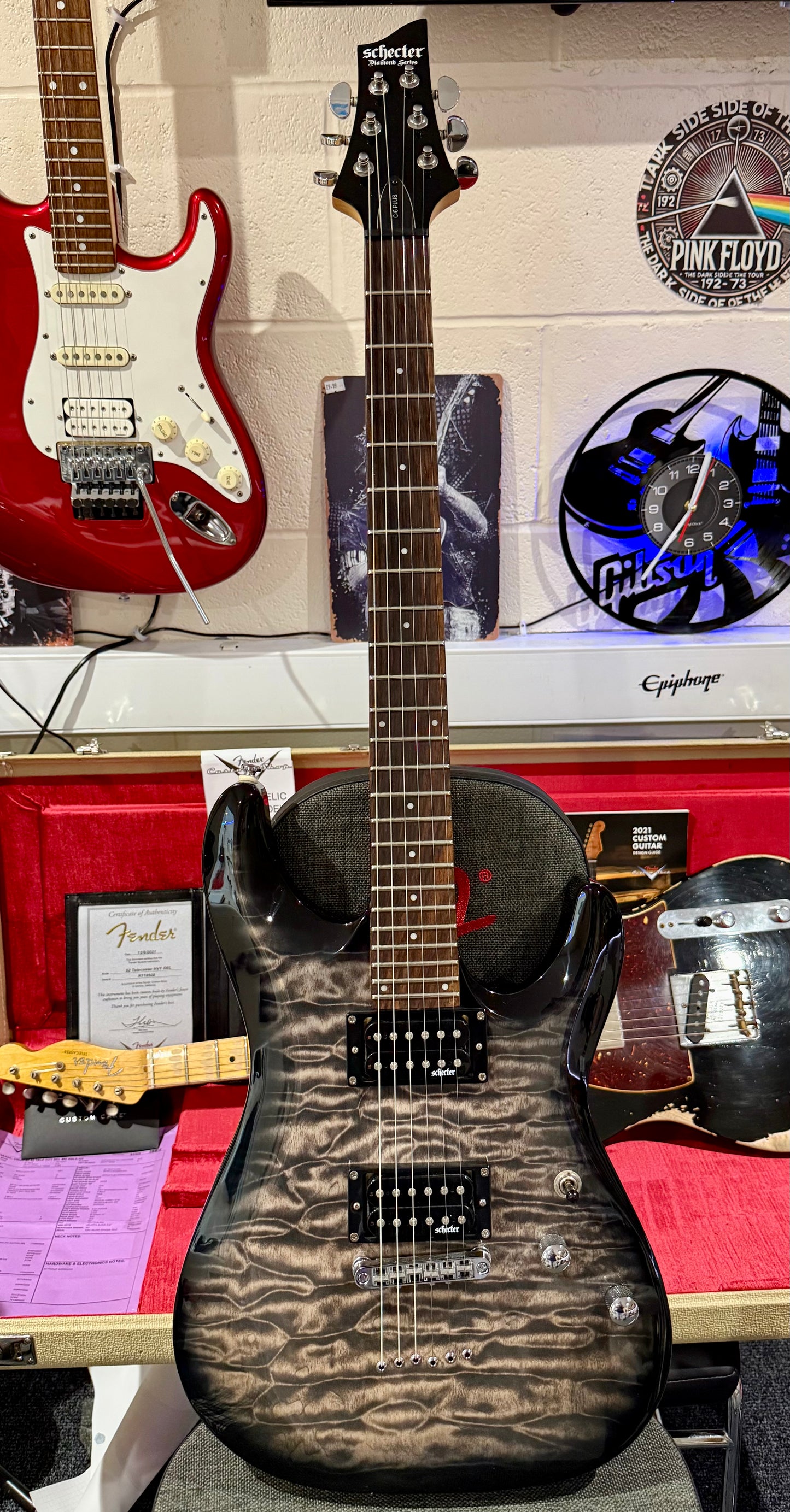 🔥EX-DEMO🔥 Schecter C-6 Plus Trans Black Charcoal Burst~ Diamond Series Guitar!