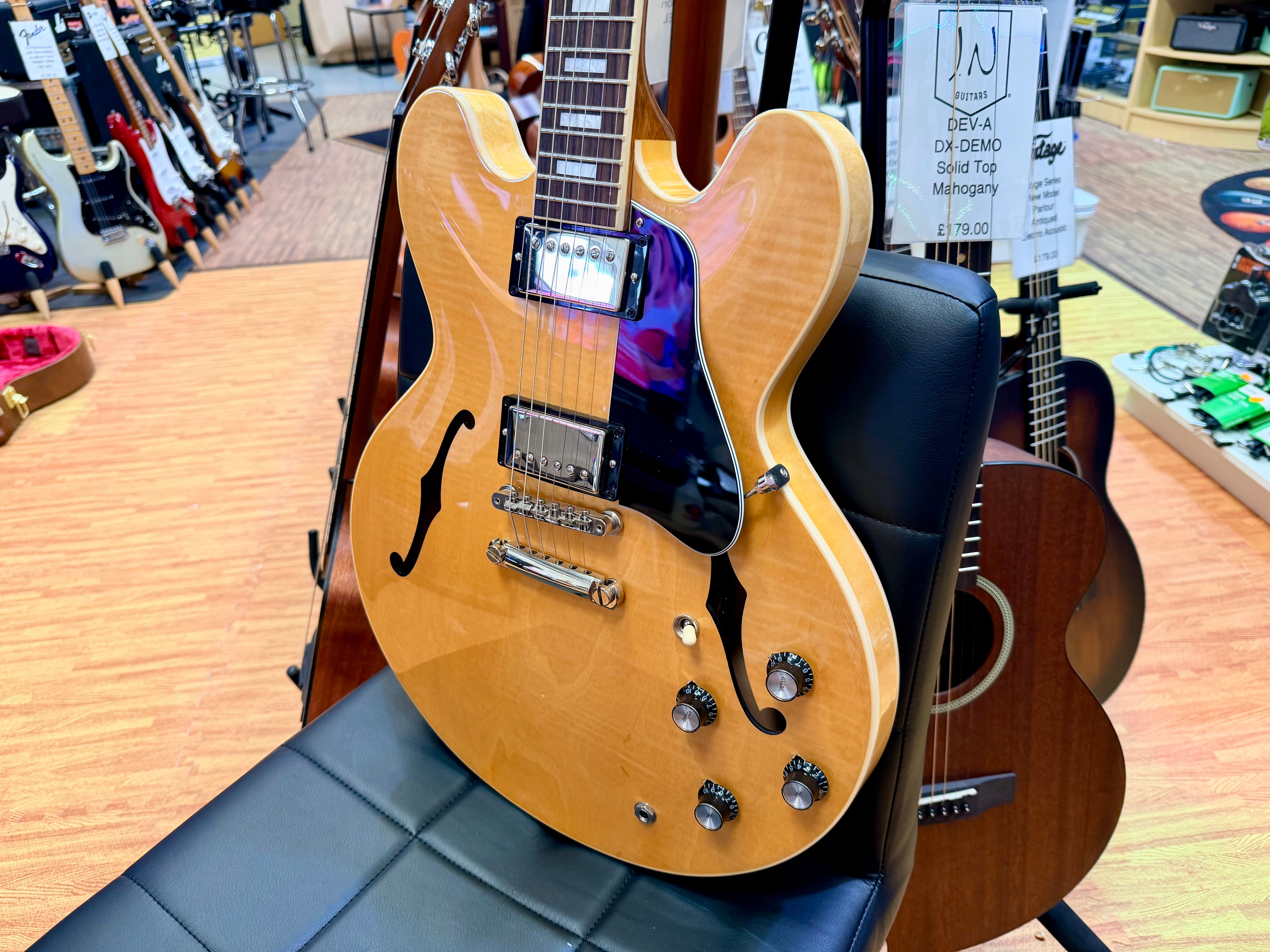 ✨MINT✨ Gibson ES-335 Figured Antique Natural~ Ex-Demo Semi-Hollow + Hard Case!