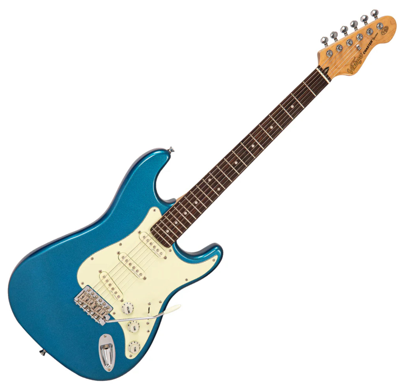 Vintage V60 Coaster Series Electric Guitar Starter Pack Bundle~ Candy Apple Blue