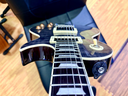 🔥MINT🔥 Vintage V100T BK ReIssued Series Electric Guitar~ Flamed Thru Black LP!