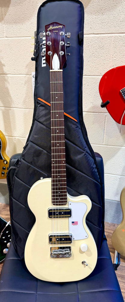 🌟NEW🌟 Harmony Juno Standard Electric~ Pearl White Gold Foil P90 + Mono Case!