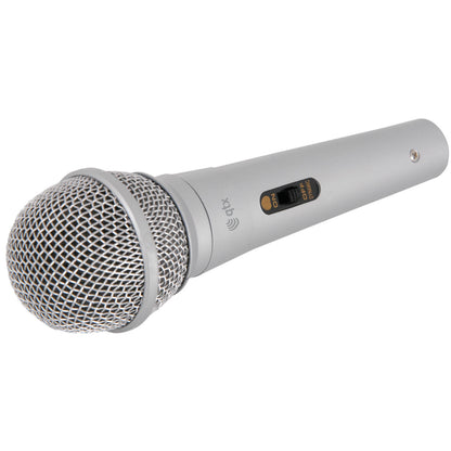QTX DM11S Dynamic Microphone, Cardioid, XLR to 6.3mm Jack, Silver