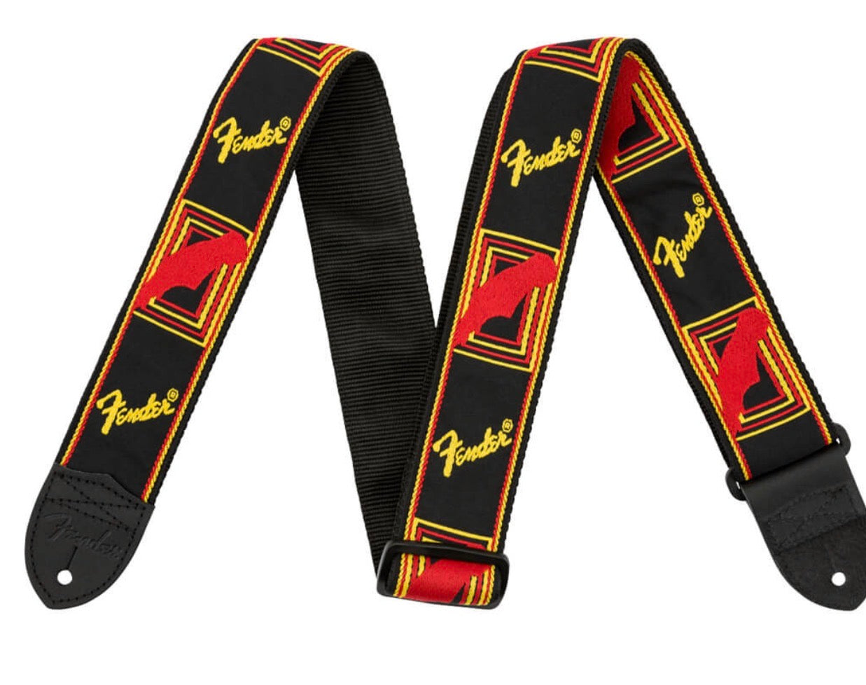 Fender Monogrammed Guitar Strap - Black/Yellow/Red
