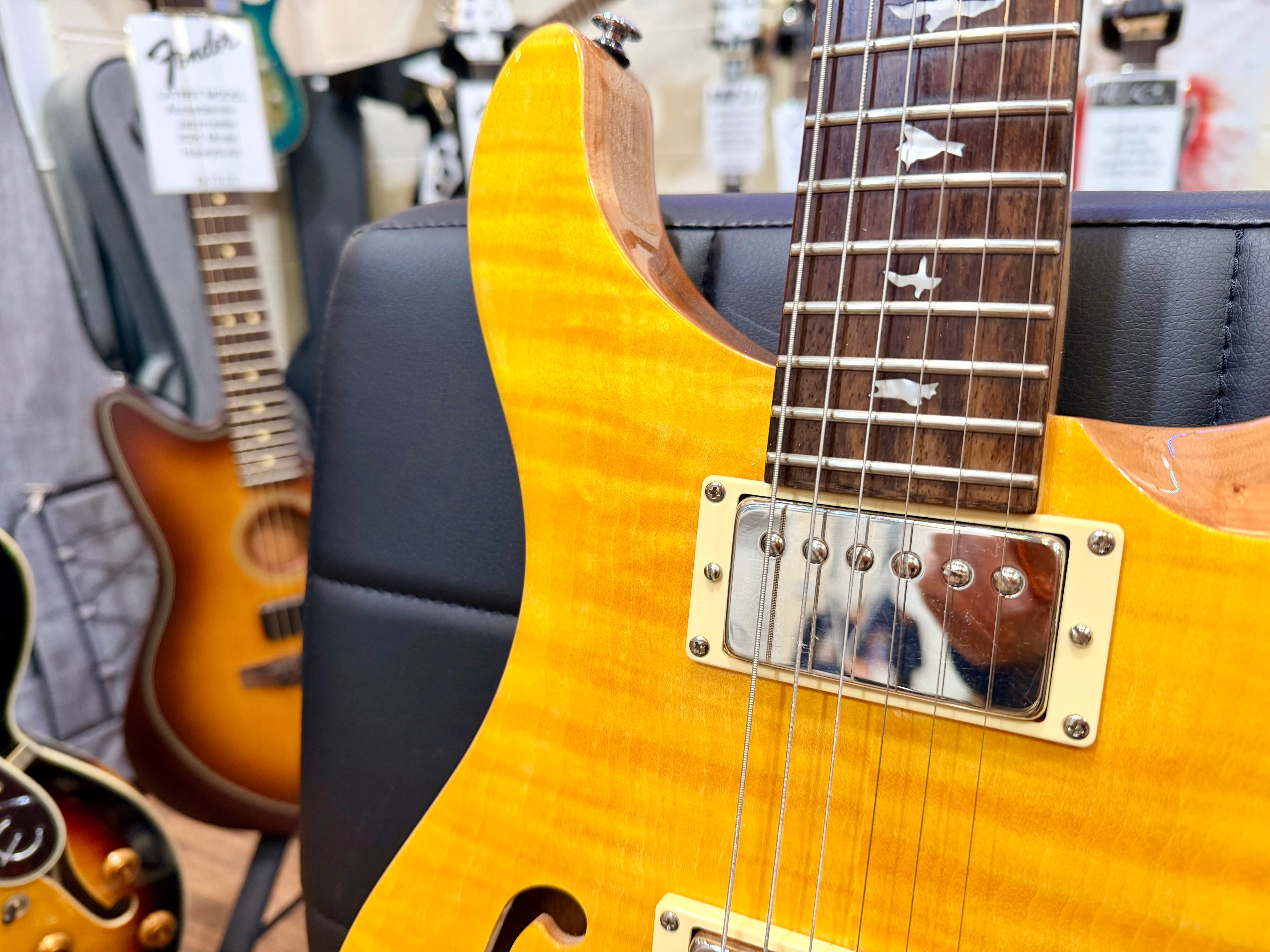 ☀️2023☀️ PRS SE Custom 22 Semi-Hollow in Santana Yellow~ Bare Knuckle Pickups!