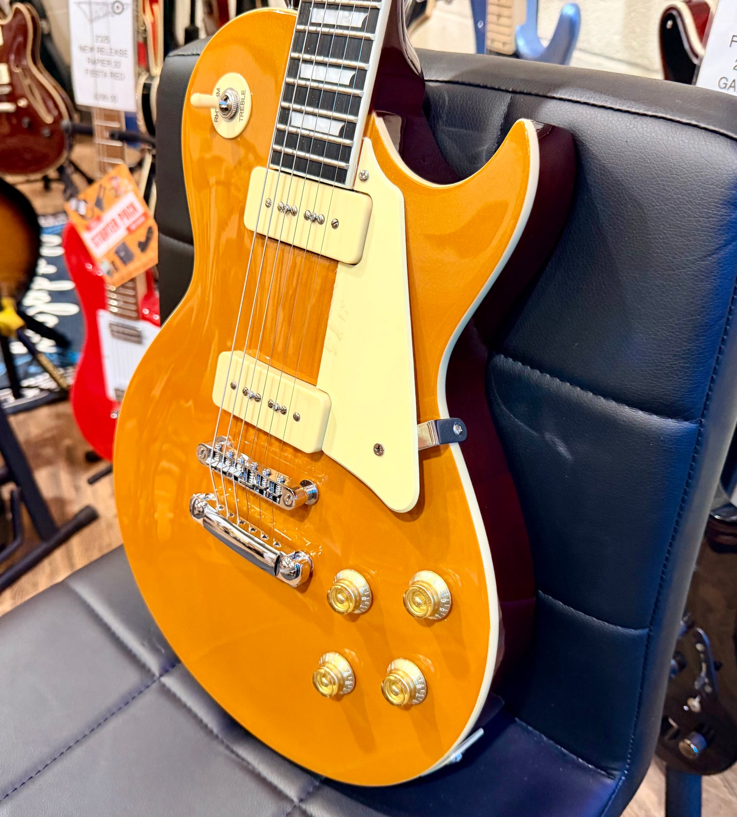 🌟MINT🌟 Harley Benton SC-450 P90 GT Classic Series~ ‘Les Paul Gold Top’ Guitar!