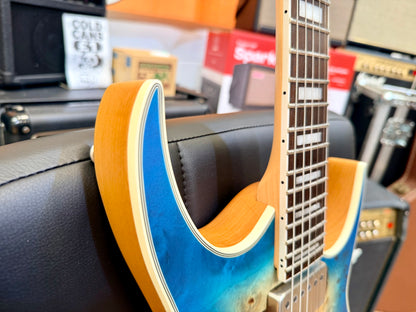 🔥2021🔥 Dean Exile Select 6 Hardtail~ Turquoise Burst Poplar Burl~ EMG Active!