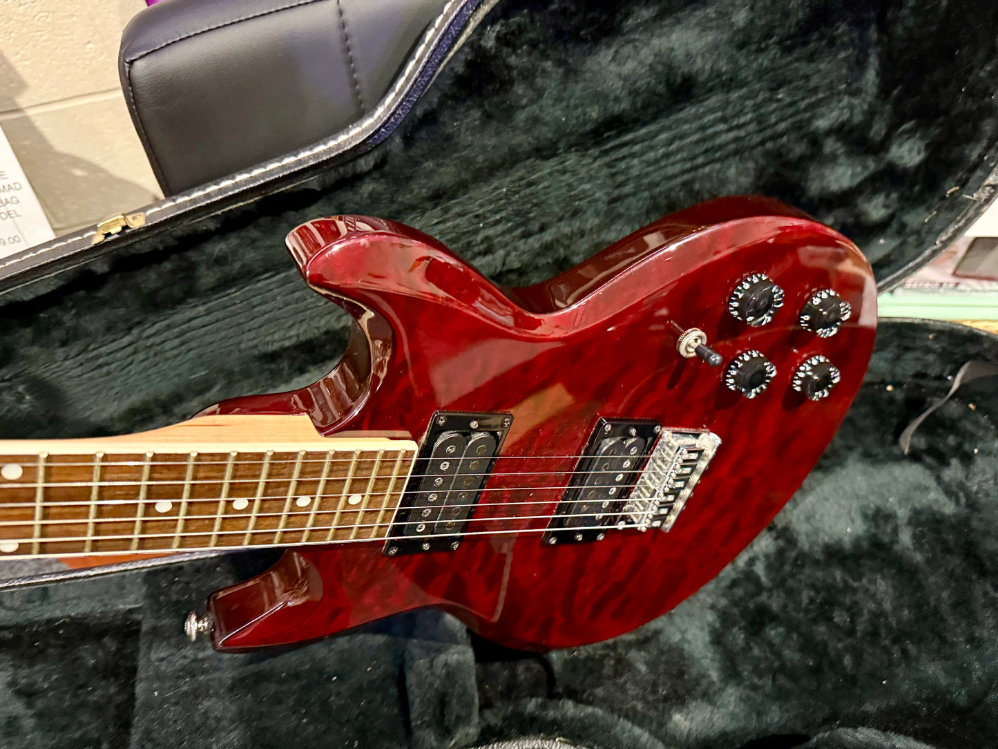 🔥RARE🔥 Ibanez AX220QM Double Cut~ Made In Korea~ 2000~ Hard Case~ Trans Red!