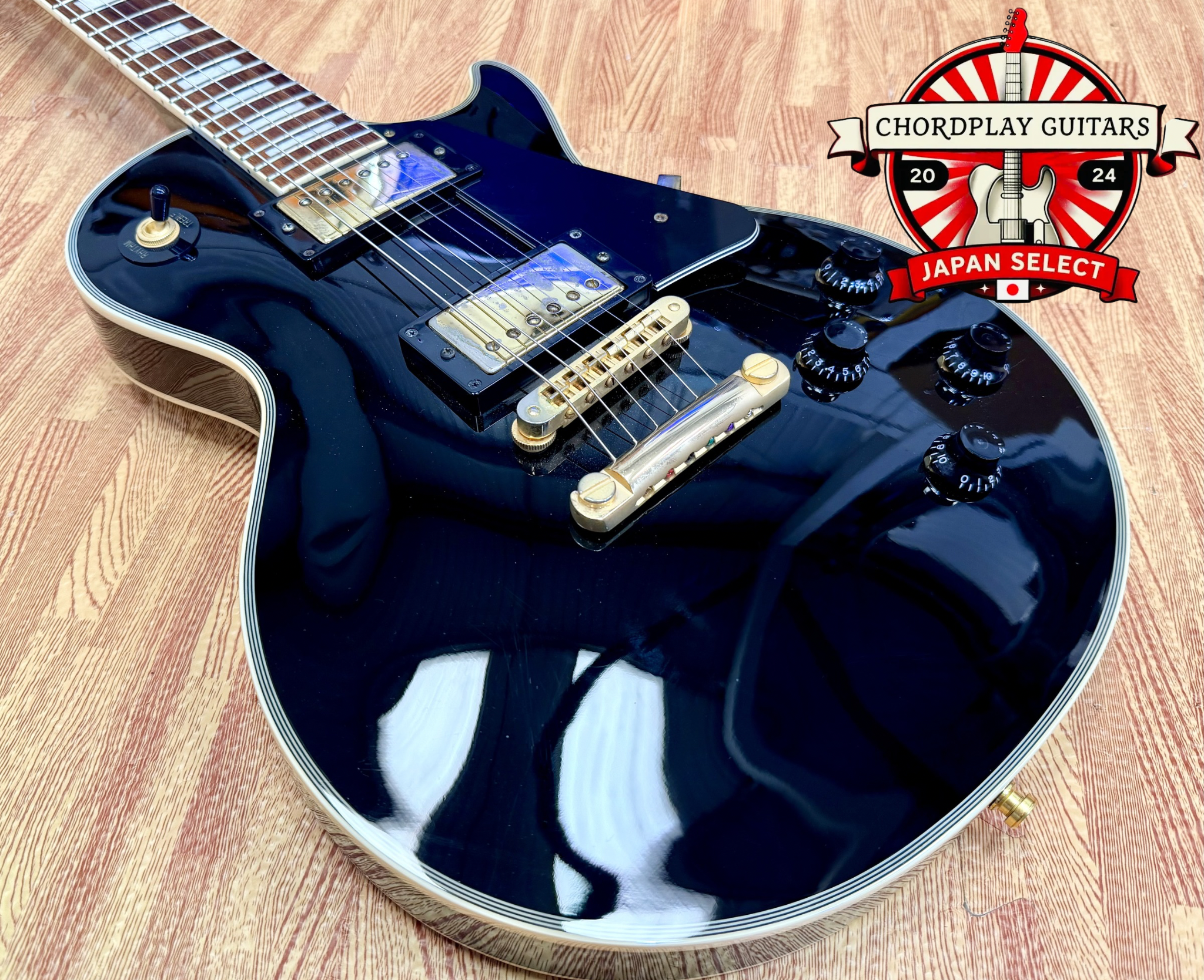🔥2015🔥 Burny SRLC-55 Black Les Paul Custom~ Gold Hardware~ Japanese Import!