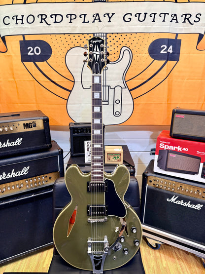 ⚡️2023⚡️ Epiphone Shinichi Ubukata ES-355 Olive Drab~ Inspired By Gibson Custom!
