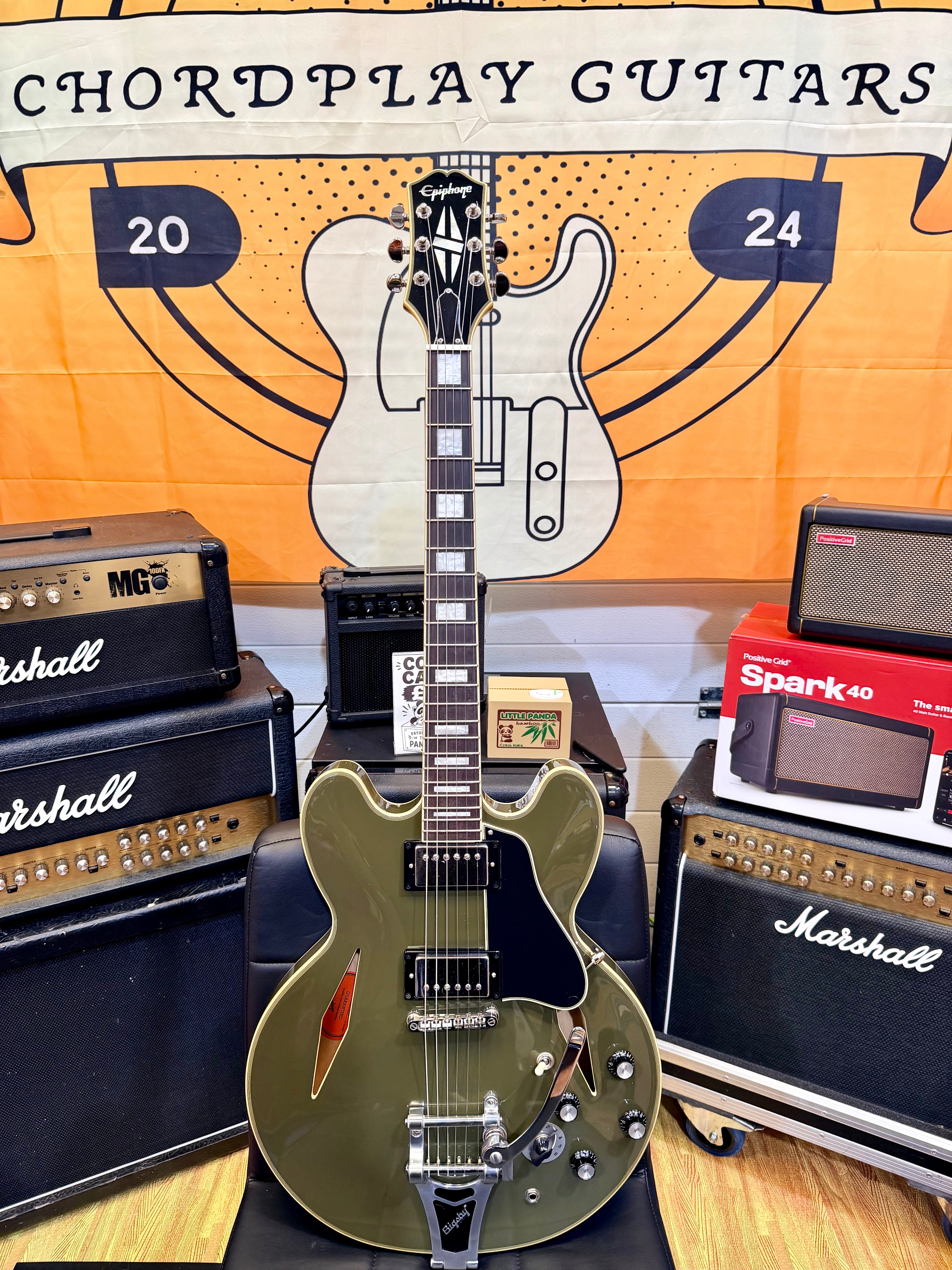 ⚡️2023⚡️ Epiphone Shinichi Ubukata ES-355 Olive Drab~ Inspired By Gibson Custom!