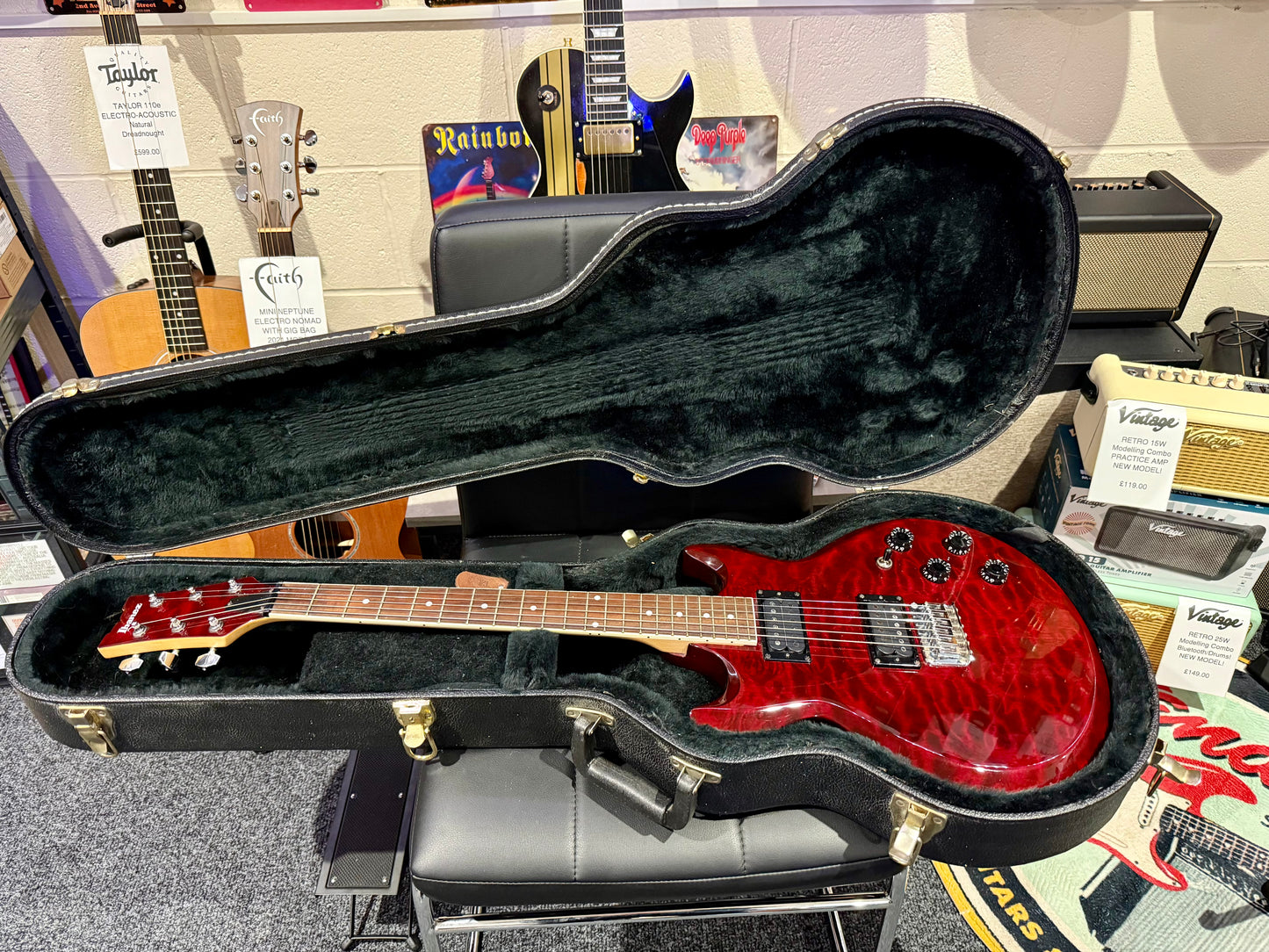 🔥RARE🔥 Ibanez AX220QM Double Cut~ Made In Korea~ 2000~ Hard Case~ Trans Red!