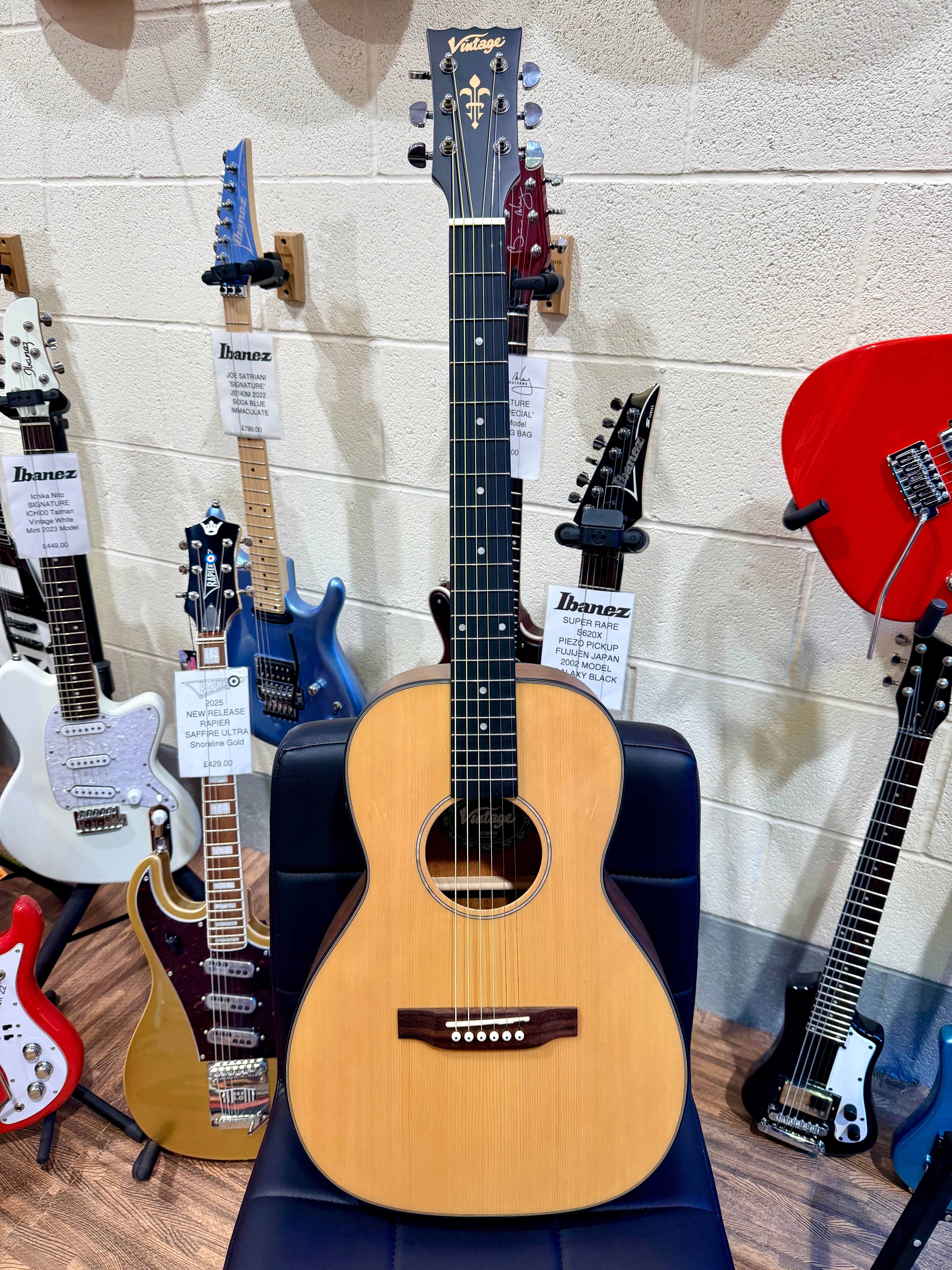 🌟NEW🌟 Vintage VE1800N Stage Series 'Parlour' Electro-Acoustic Guitar ~ Natural