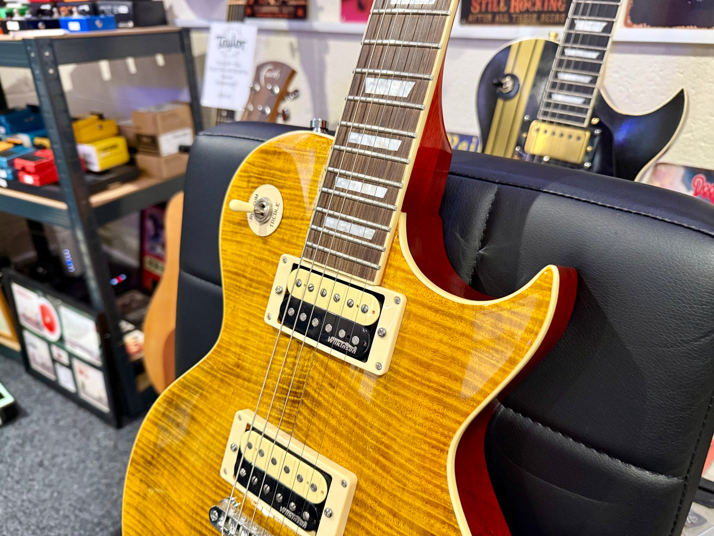 🌟MINT🌟 Vintage V100AFD Flamed Amber Paradise Electric Guitar~ Slash Les Paul!