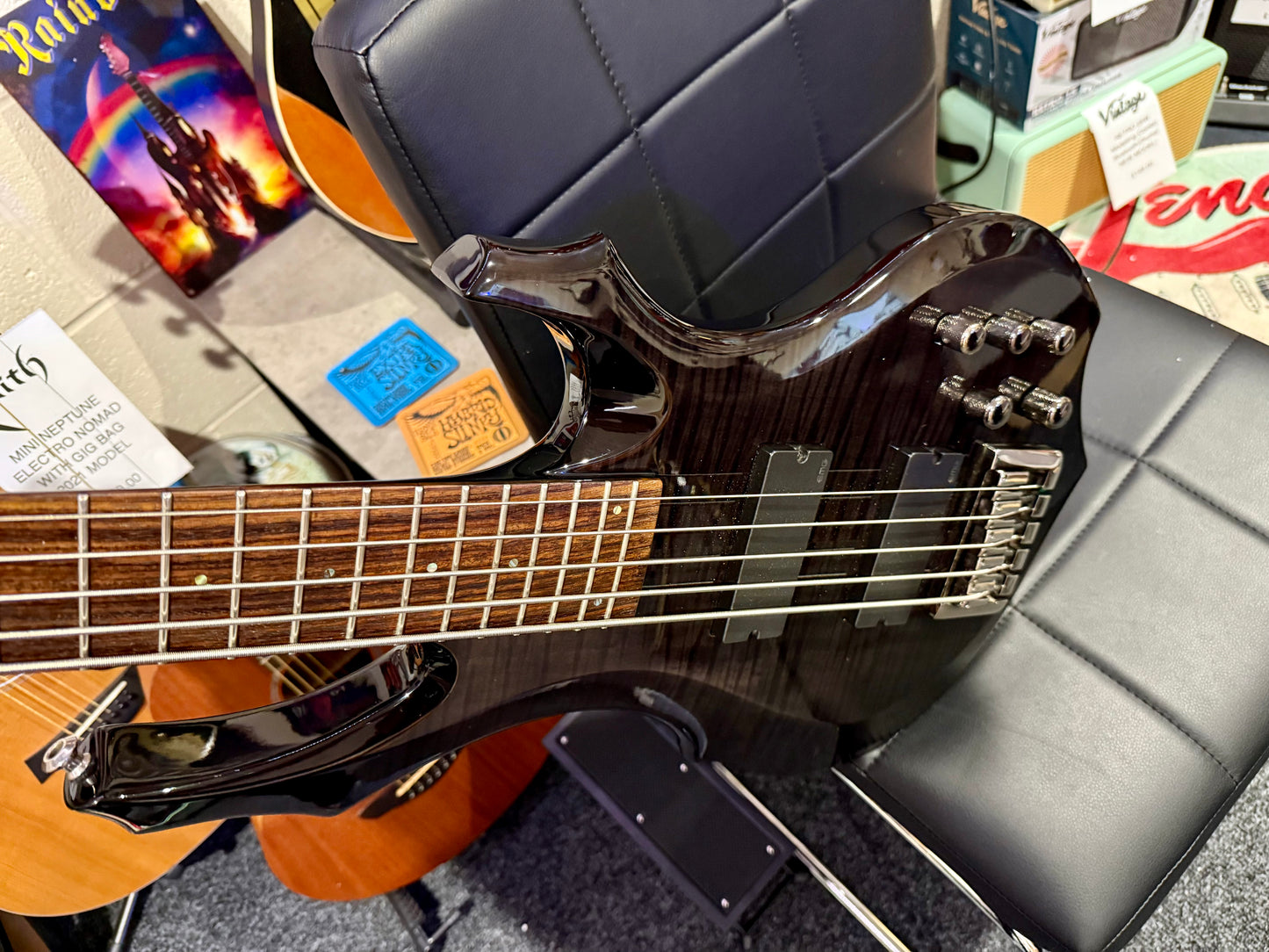 🔥5 STRING BASS🔥 ESP Ltd F-415FM~ See Thru Black~ EMG Pickups~ Electric Bass!