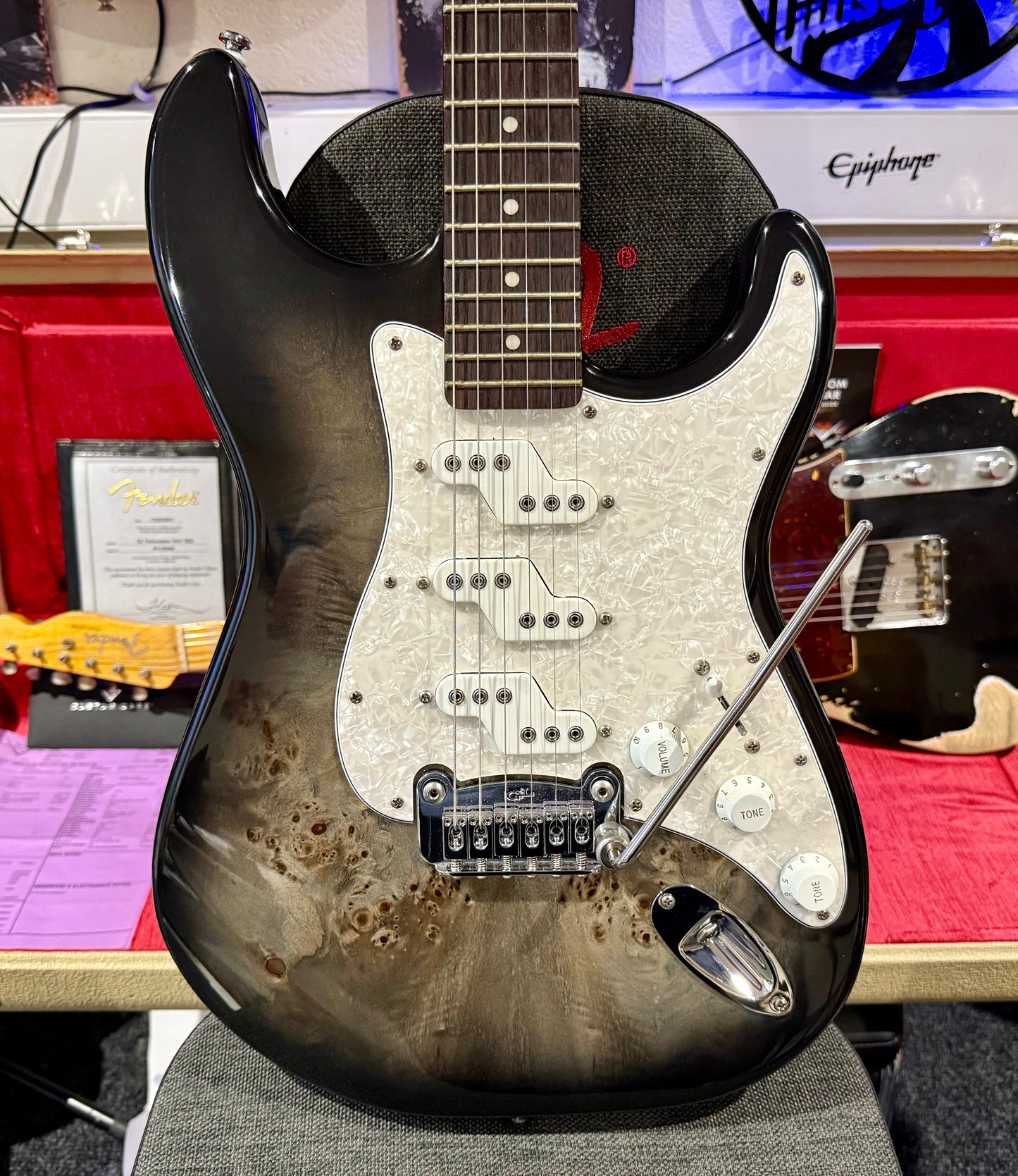 🔥BAKED MAPLE🔥 G&L Tribute Comanche Burl Top Electric Guitar~ Limited Edition!