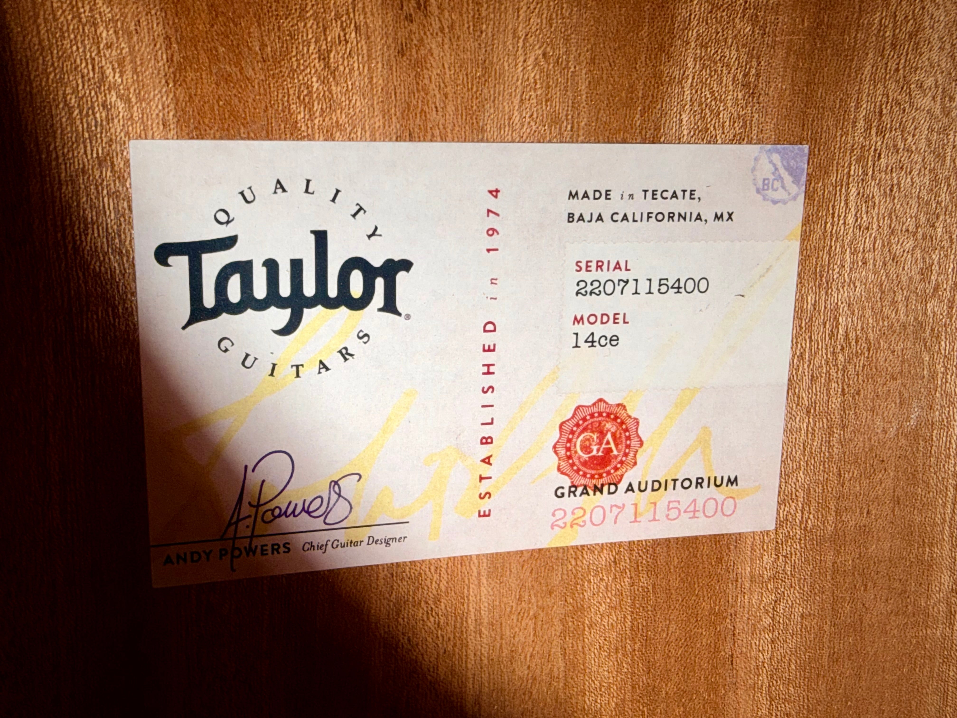 🌟BRAND NEW🌟 Taylor 14ce Grand Auditorium Electro-Acoustic Guitar~ Gig Bag!