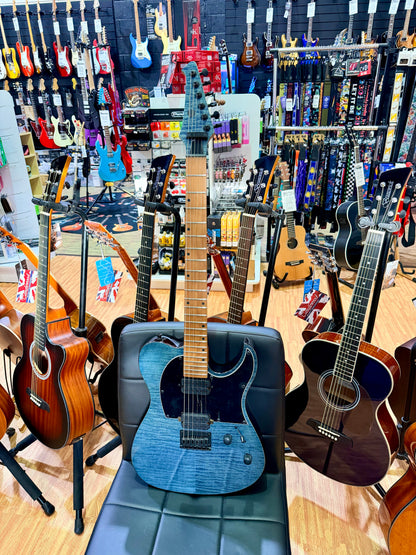 Spira Guitars T-450 TDB~ Trans Blue Flame Maple~ Villain Custom Humbuckers~ NEW