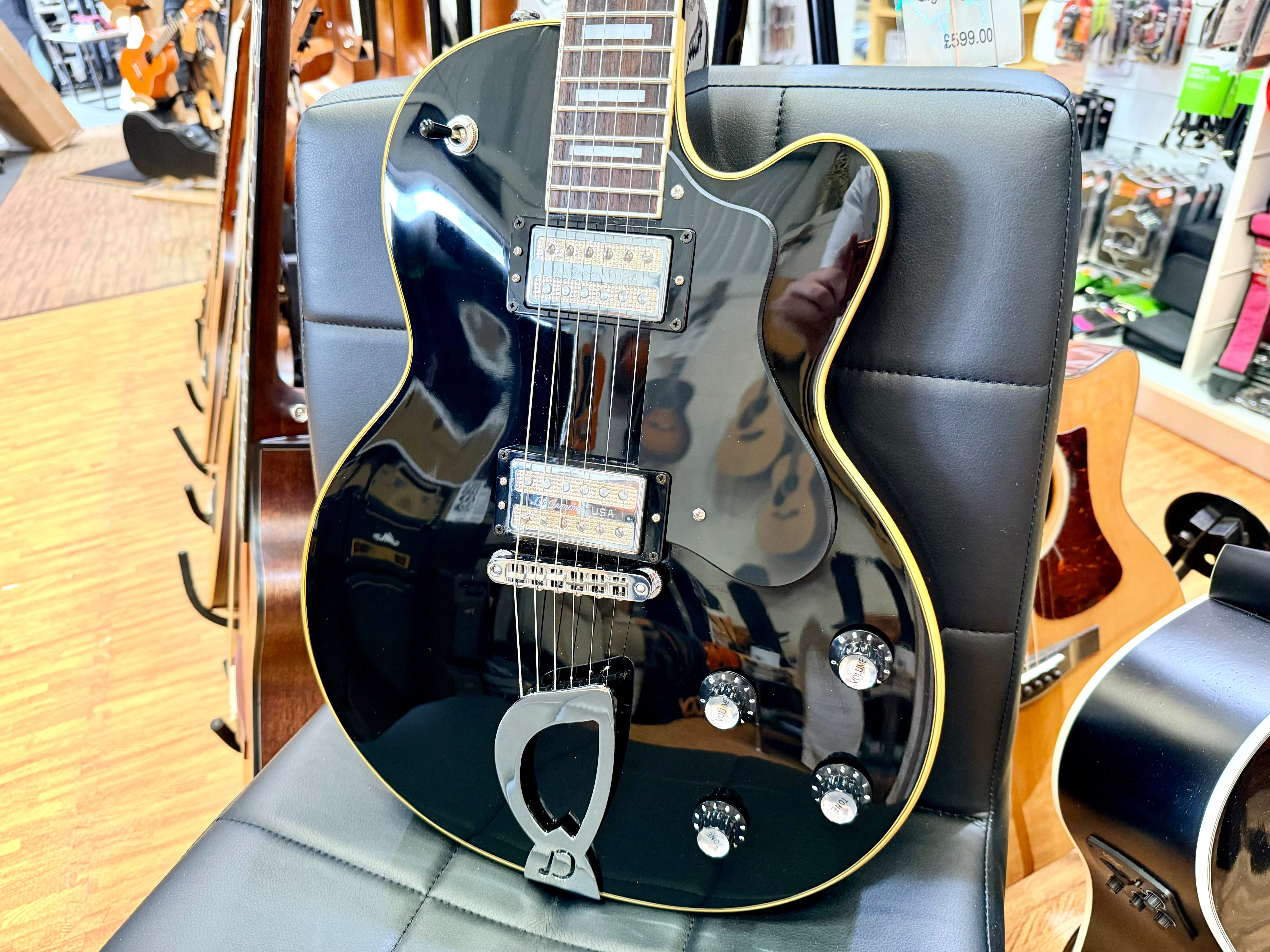🔥2008🔥 DeArmond M-75 by Guild~ Gloss Black~  Korean Made With USA 2K Pickups!