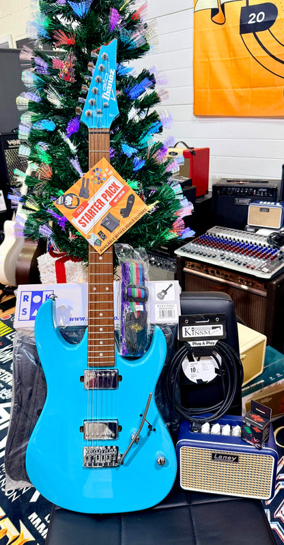 🎁 ELECTRIC GUITAR STARTER PACK 🎁 Ibanez Gio GRX120~Blue~ Laney Amp, Bag ,Tuner