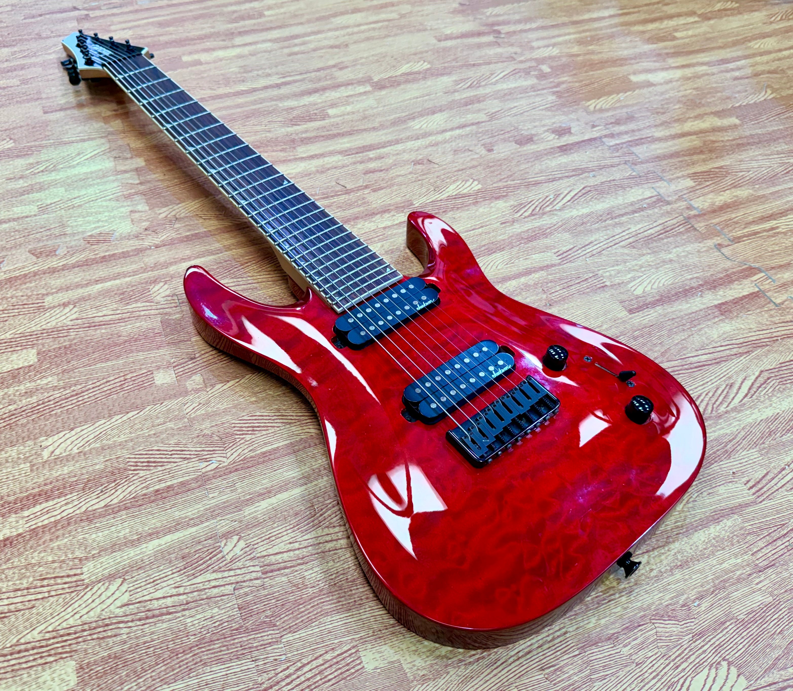 🔥 8- String 🔥 Jackson JS32-8Q Dinky Electric Guitar~ Transparent Red~ Quilted!