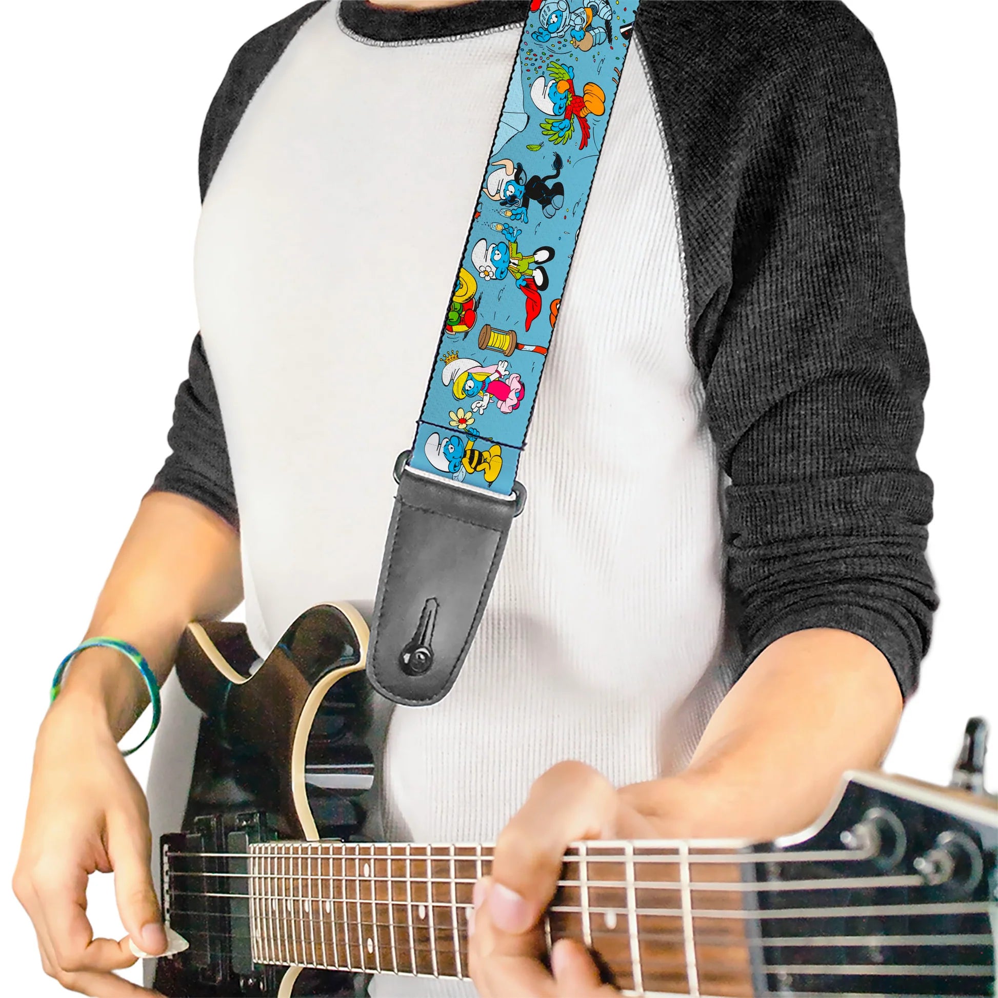 Buckle Down Guitar Strap - The Smurfs Halloween Dress Up Cosplay Poses Blue