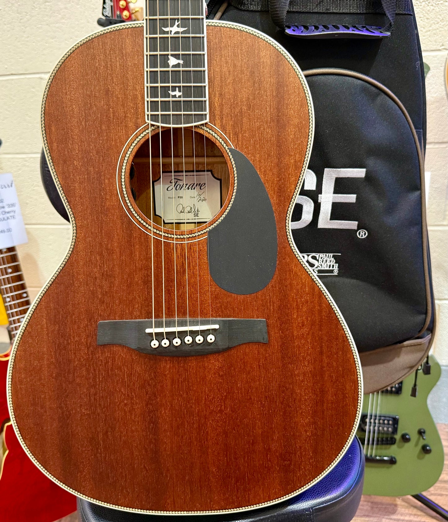 🦅 MINT 2020 🦅 PRS SE P20E Tonare Parlor~Electro Acoustic~ Satin Mahogany + Bag