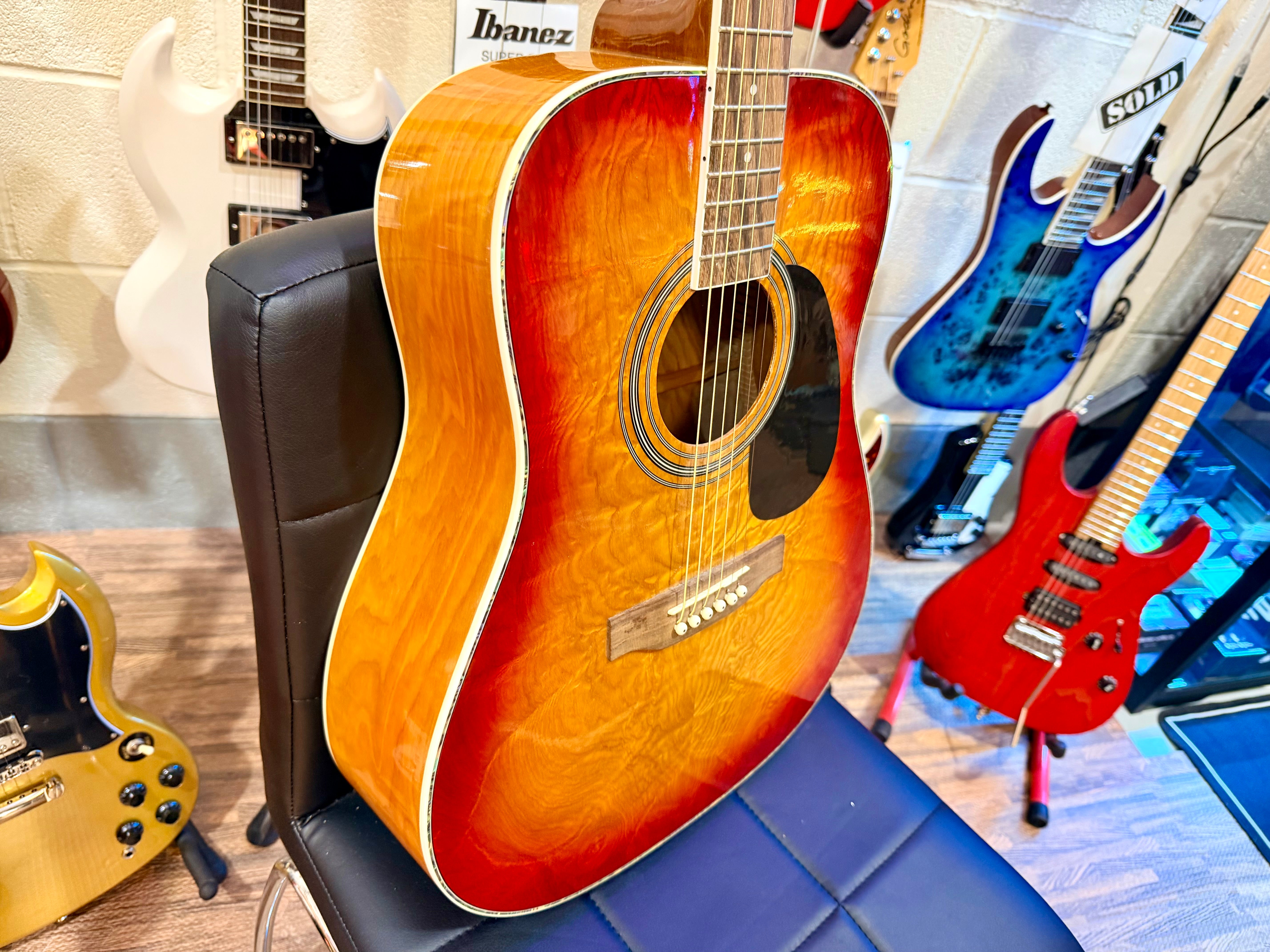 🌟STUNNING🌟 Hohner HW420G-CS Dreadnought Acoustic Guitar~ Cherry Sunburst~ 90s!