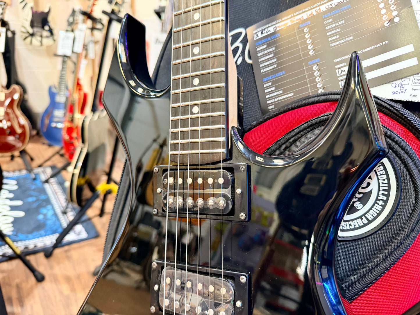 🔥868/2000🔥 BC Rich Warlock~ Stranger Things NJ Model~ Eddies ‘Hellfire’ + Bag!