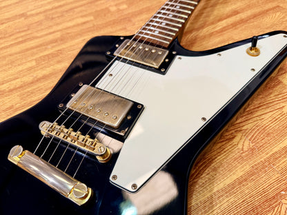 ⚡️2001⚡️ Epiphone ‘58 Explorer Black~ Korean Made 1958 ~ Gold Hardware~ Unsung MIK!
