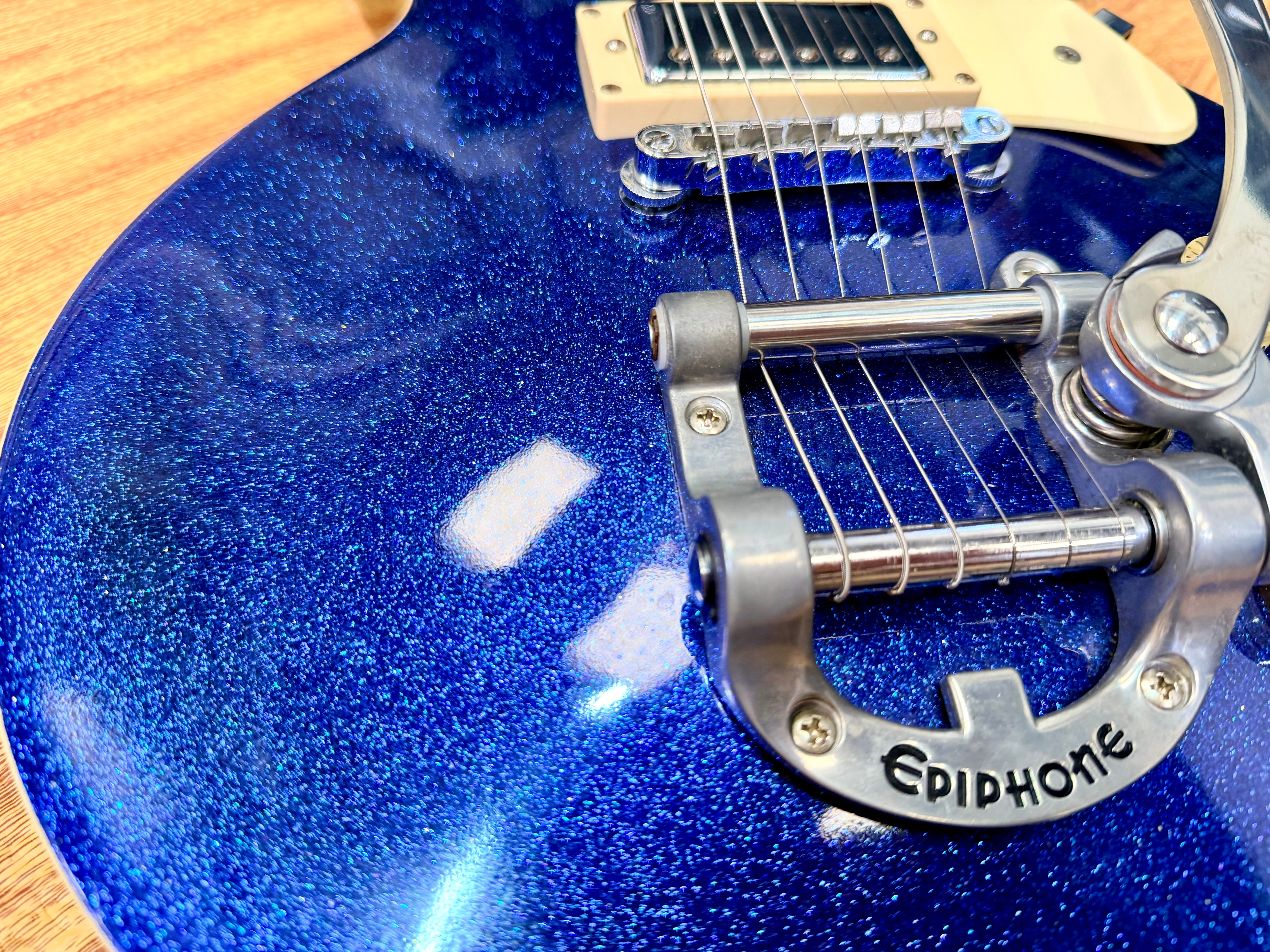 ✨RARE✨ 1997 Epiphone Les Paul~ Limited Edition Blue Sparkle~ Korea Bigsby Trem!