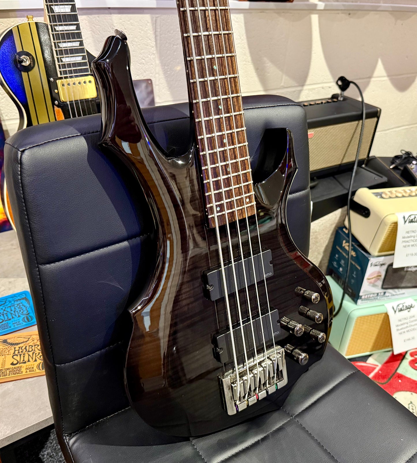 🔥5 STRING BASS🔥 ESP Ltd F-415FM~ See Thru Black~ EMG Pickups~ Electric Bass!