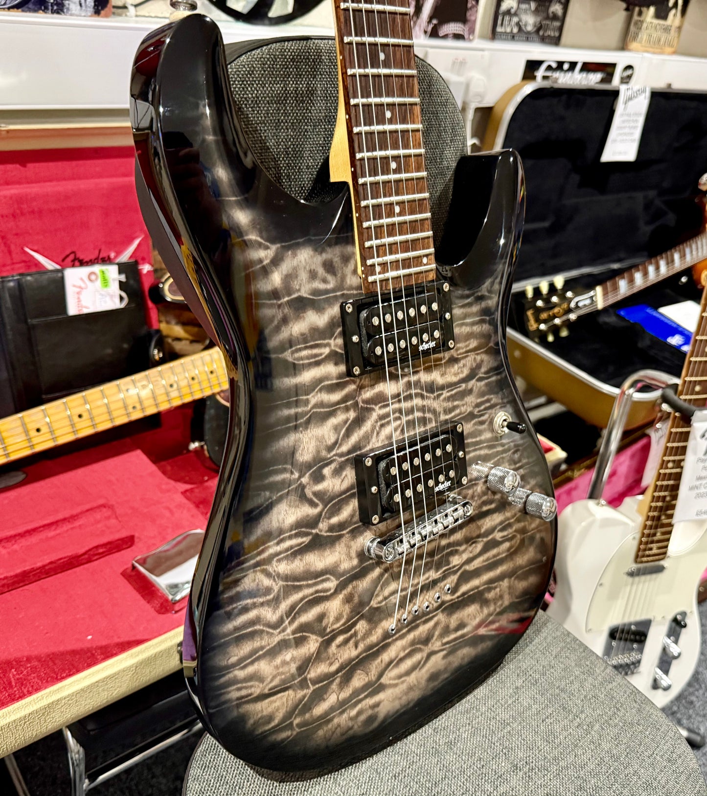 🔥EX-DEMO🔥 Schecter C-6 Plus Trans Black Charcoal Burst~ Diamond Series Guitar!