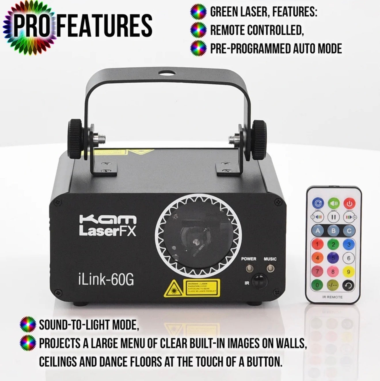 KAM iLink 60G Green 40mW Laser Lighting Effect~ Disco Party Light~ W/Remote!